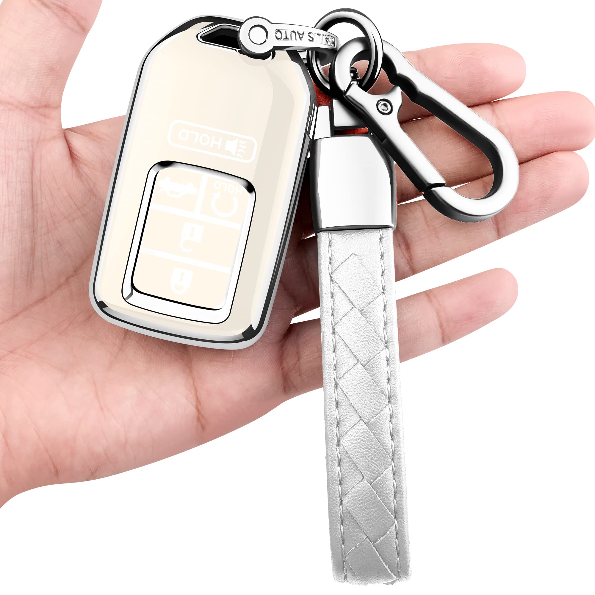 Sindeda For Honda Key Fob Cover With Leather Keychain,Soft Tpu Full Key Shell Protection,Key Fob Case Compatible Honda Accord Ci