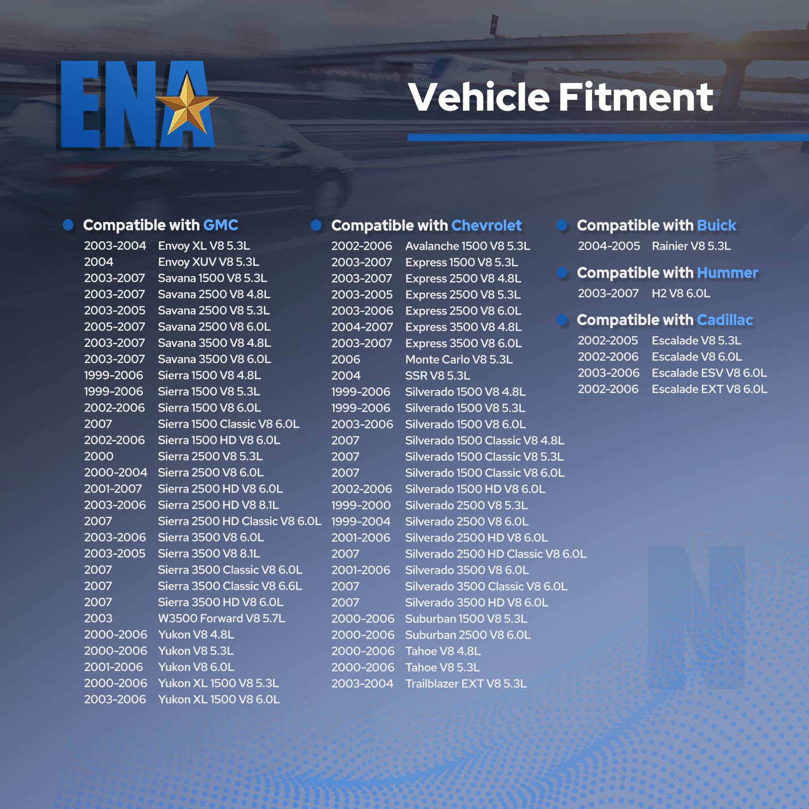 ENA Set of 8 Round Ignition Coil Pack Compatible with Chevy GMC Chevrolet Silverado 1500 2500 3500 Tahoe Suburban Express Sierra Savana Yukon Escalade Avalanche Envoy V8 4.8L 5.3L 6.0L For UF262 D585