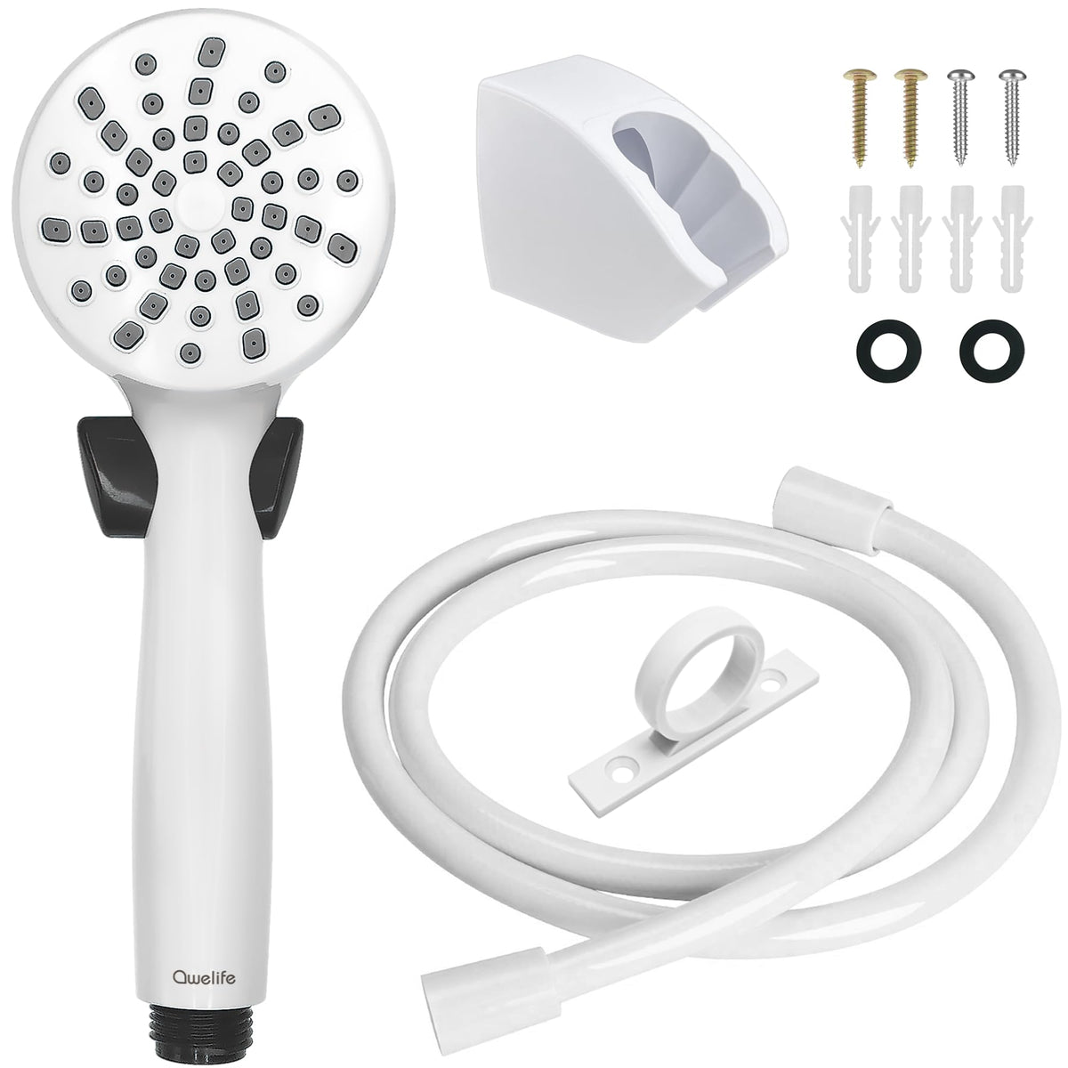 Rv Shower Head With Hose And On Off Switch (Trickle), Water Saving High Pressure Shower Head With Hose Guide Ring, Shower Holder