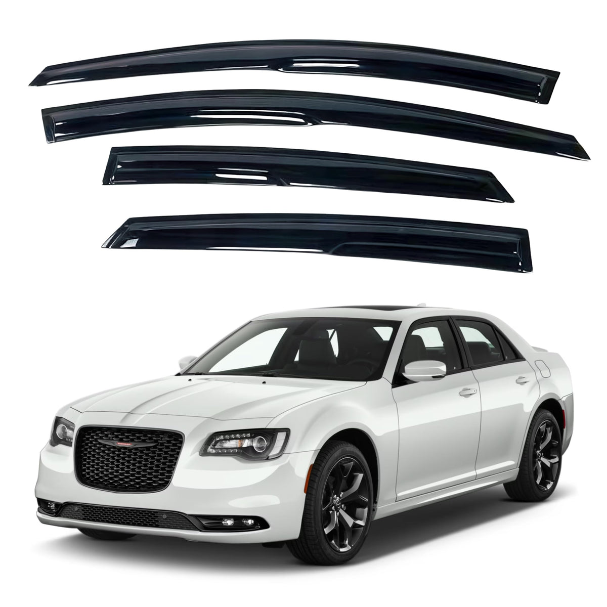 Ig Window Visor For Chrysler 300 2011-2023 (Excludes Touring Model), Rain Guard Tape-On Side Vent Deflector Mugen Style, 2012 20
