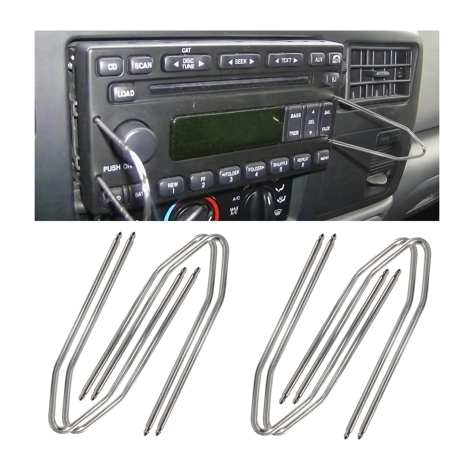 Dickno 8 Pcs Car Radio Removal Pry Tool, V-Shaped Stainless Steel Dvd Host Disassembly Tool Kit, Radio Remover Fits Most Vehicle