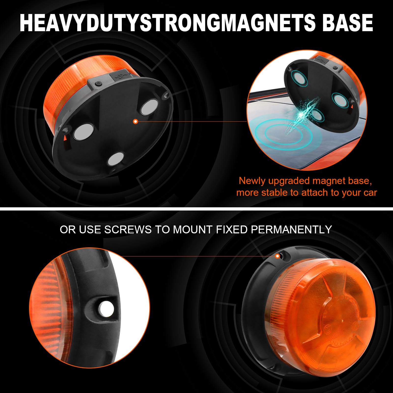 Antom Led Strobe Lights - Wireless Remote Control Flashing Light-12-24V High Brightness Battery Beacon Lights -Magnetic Base Amb