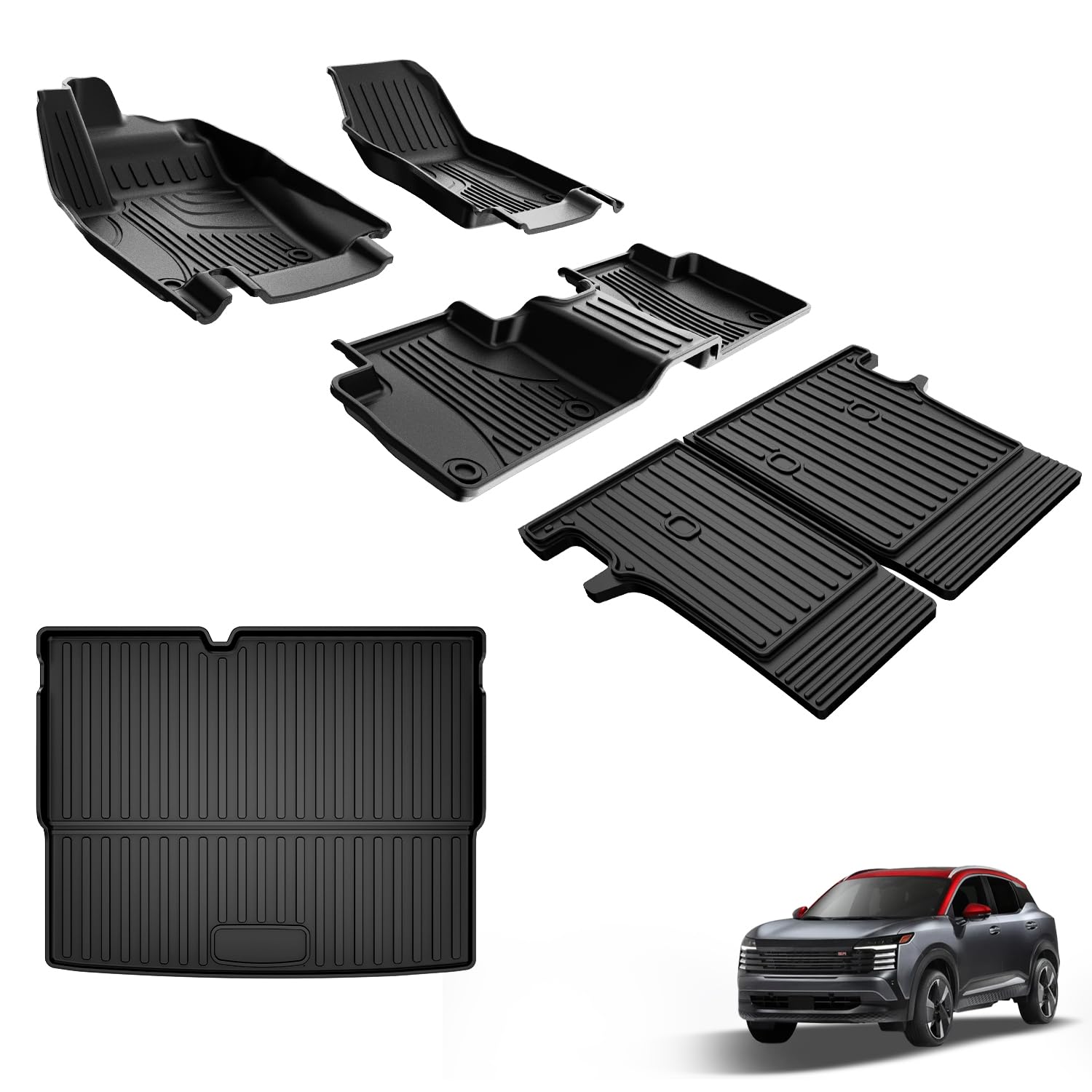 AOMSAZTO Floor Mats Full Set fit for Nissan Kicks 2025 SUV | All Weather 3D Protection Heavy Duty | Floor Liners & Cargo Liner &