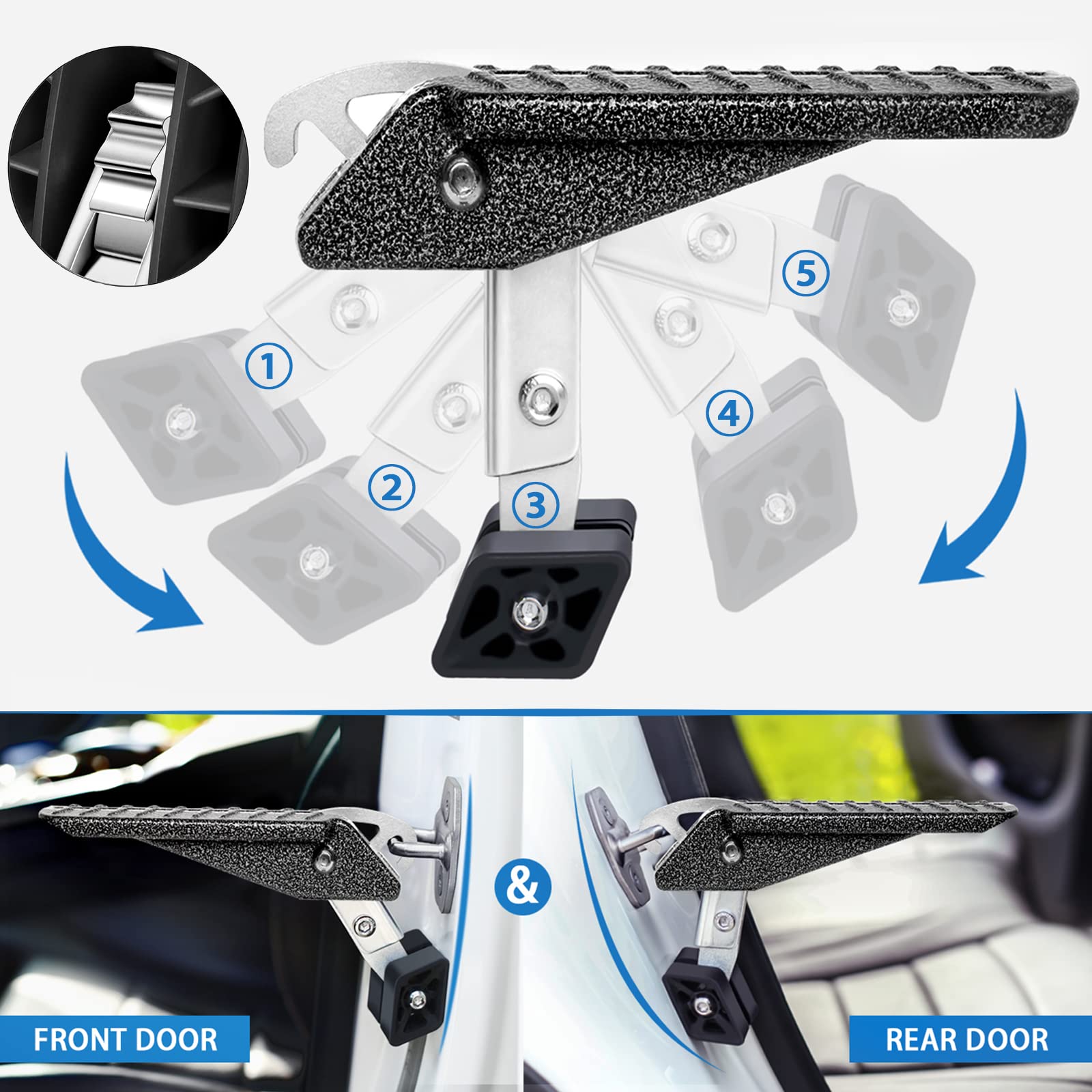 Tooenjoy Extra Protection Car Door Latch Step Both Feet Stand Pedal Ladder/No Assemble Foldable Heavy Duty Car Gadgets For Roof
