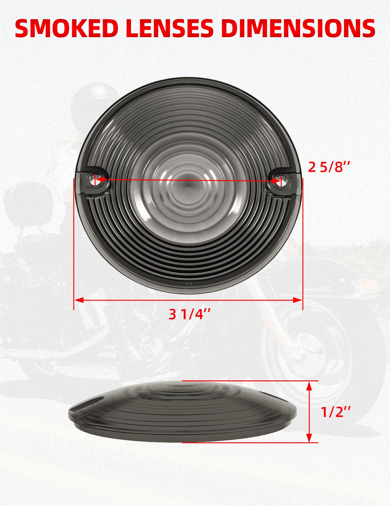 Amazicha Smoke 3 1/4 Inch Flat Turn Signal Lenses Covers Kit Compatible for Harley Davidson Touring Road King Road Glide Heritag