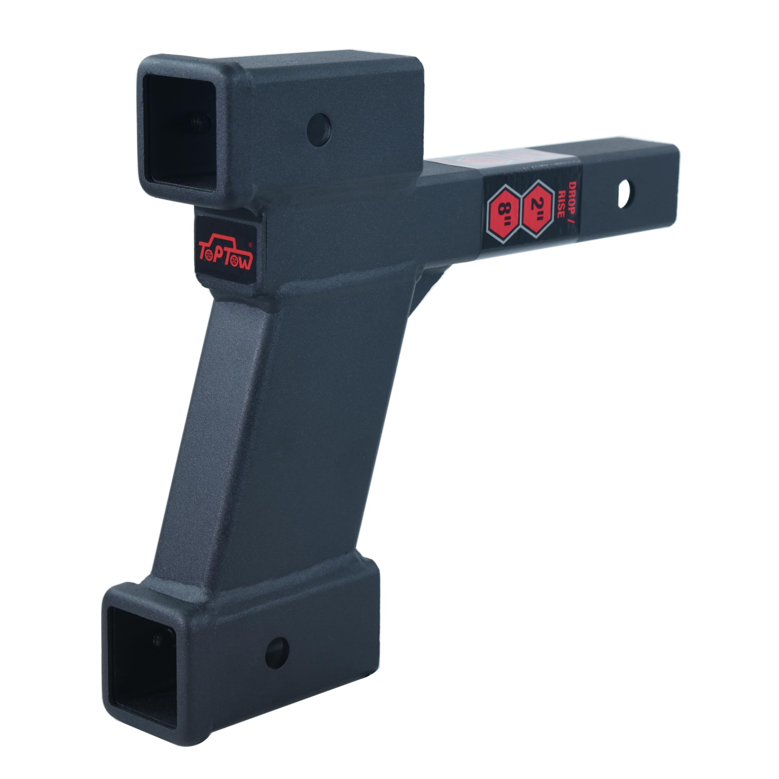 Toptow 64086 Trailer Dual Hitch Extender, 2-1/4-Inch & 8-1/4-Inch Rise/Drop, 2'' Receiver, 2-Inch Shank, 7500Lbs Capacity