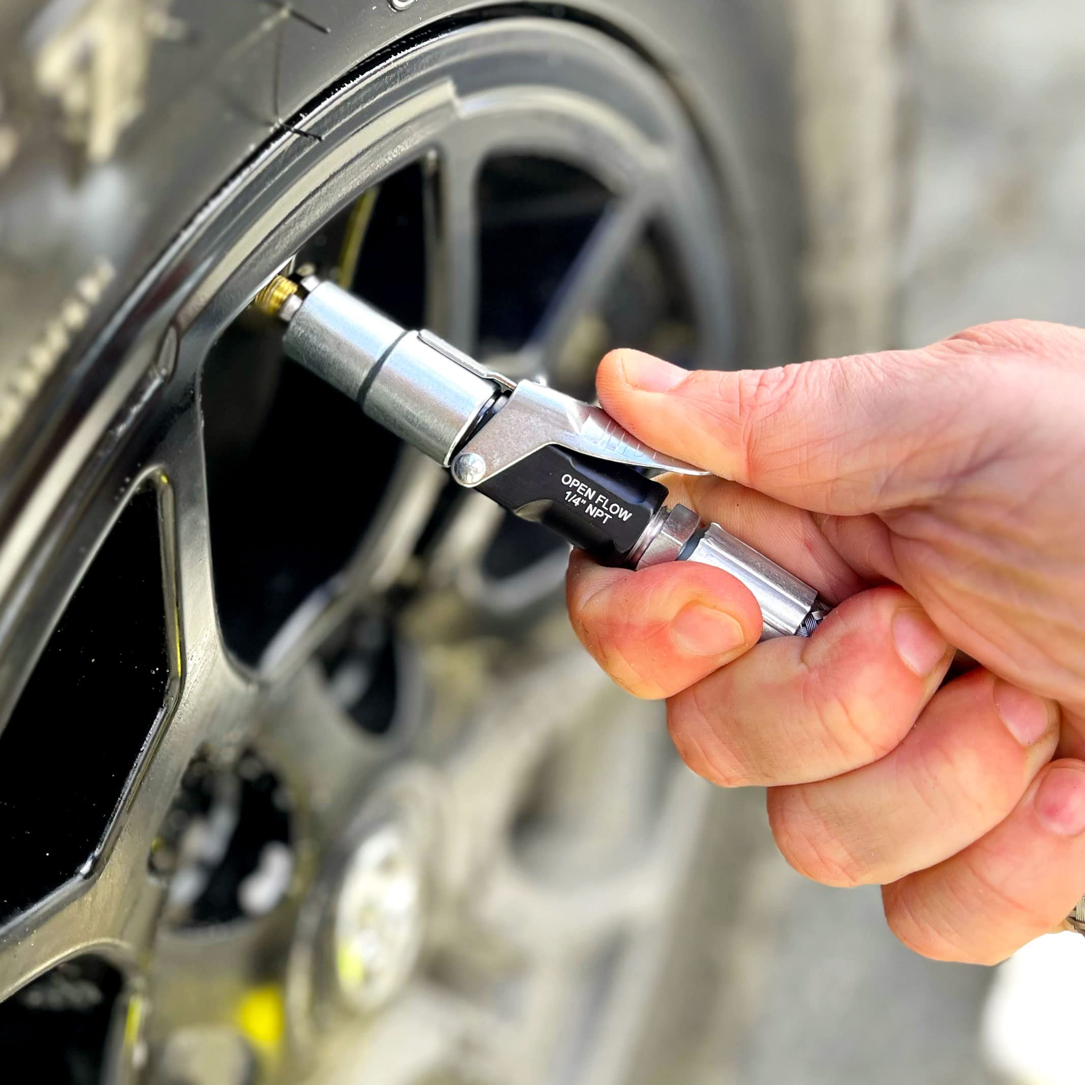 Locknflate® Locking Air Chuck - Six Steel Jaws Lock Onto Any Tire Valve - Won'T Leak Or Pop Off - Rated To 150 Psi - Closed Flow