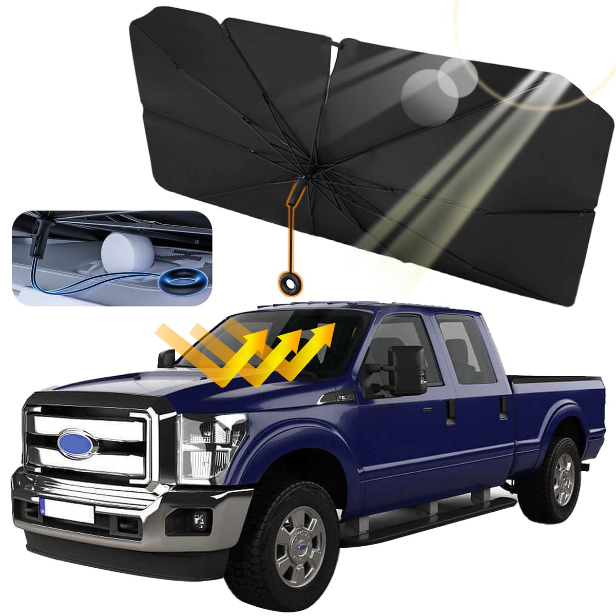 Upgraded Car Windshield Sun Shade Umbrella Car Shade Front Window Cover Umbrella Sunshade Umbrella brella Shield Shade for Autom