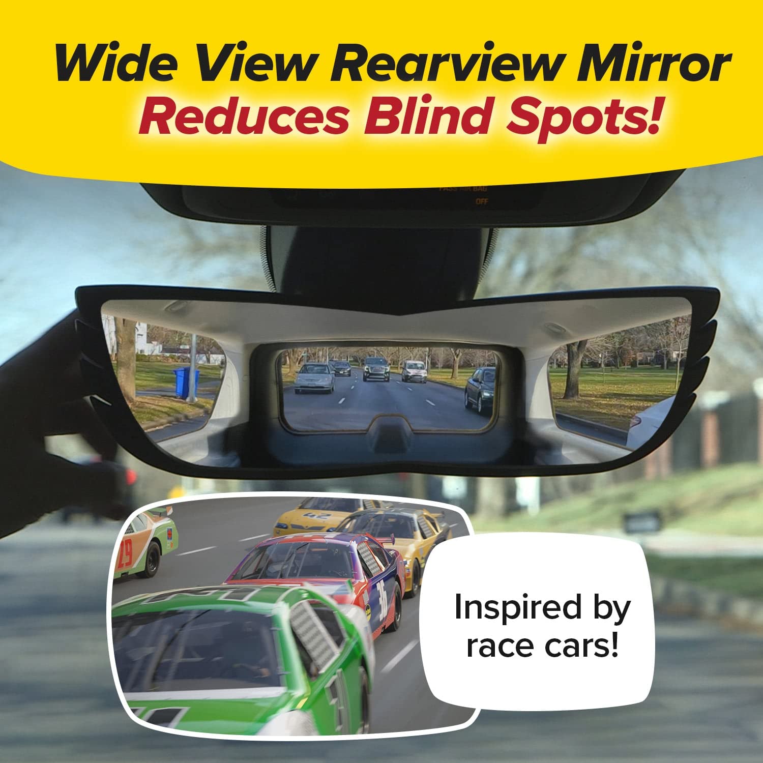 New Improved Angel View Wide-Angle Rearview Mirror As-Seen-On-Tv Reduce Blind Spots, Installs In Seconds, Fits Most Cars, Suvs & Trucks