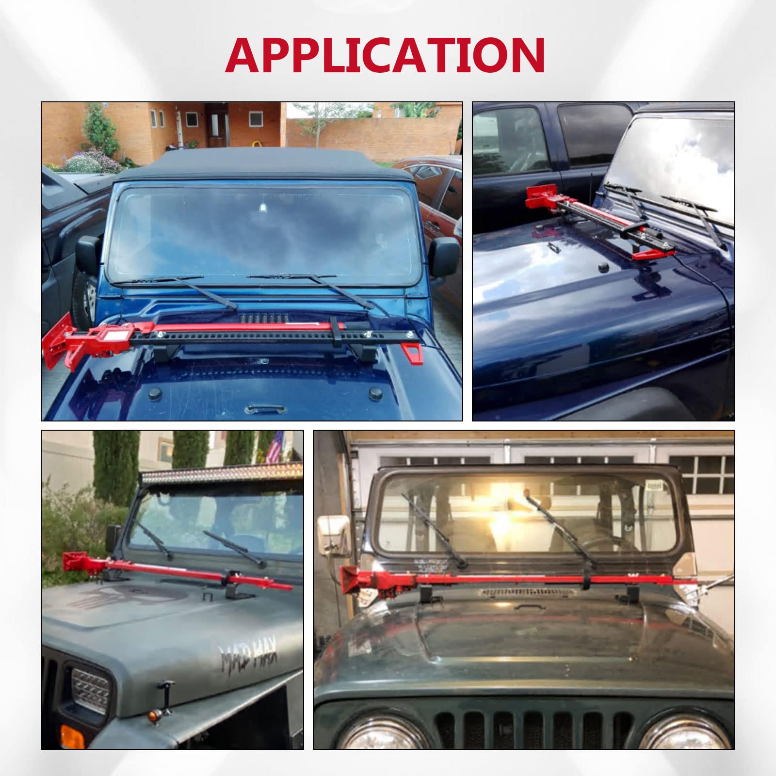 ALAVENTE High Lift Jack Mount Hinge Mounting Hood Bracket for Jeep Wrangler CJ 1944-1986 / YJ 1987-1995 / TJ 1997-2006 (Pair, Black)