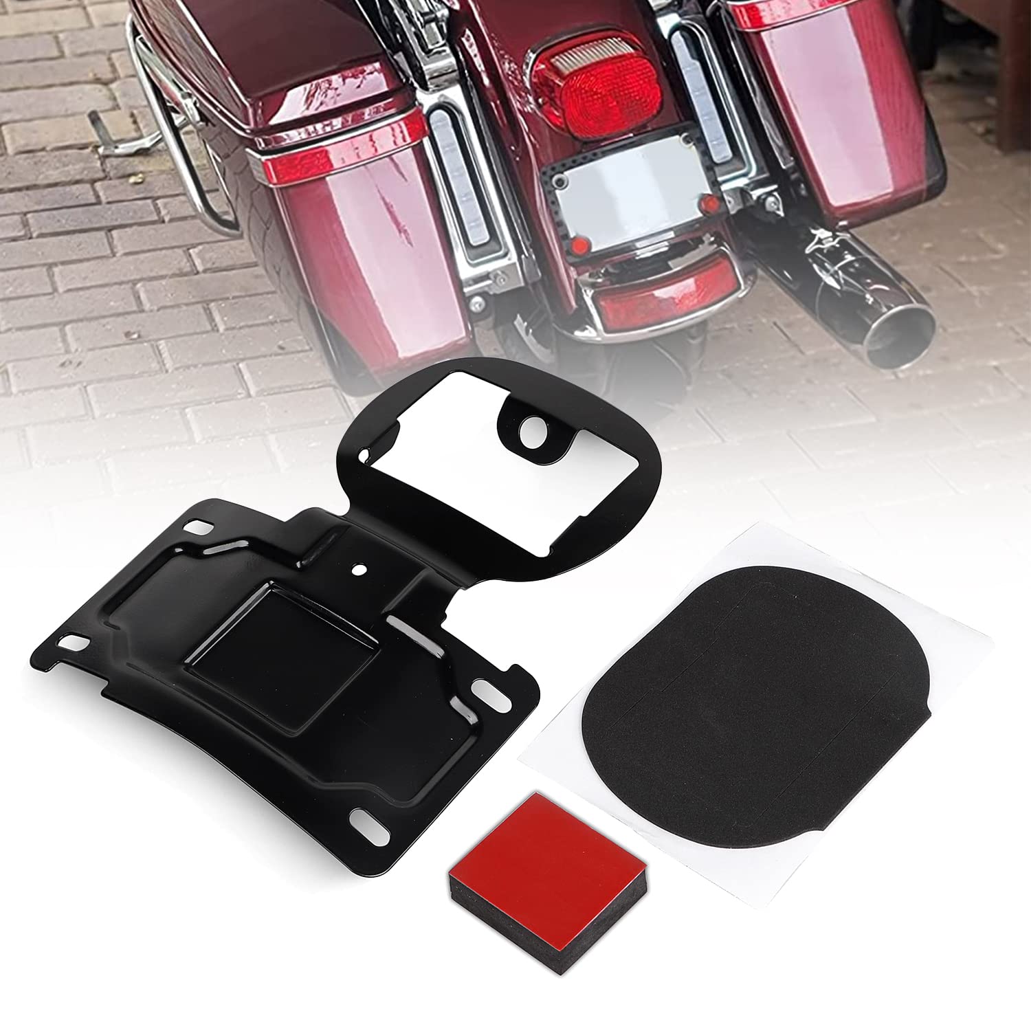 XMMT Black License Plate Relocation Mount for Harley Touring Electra Glide Road Glide 2014-2023