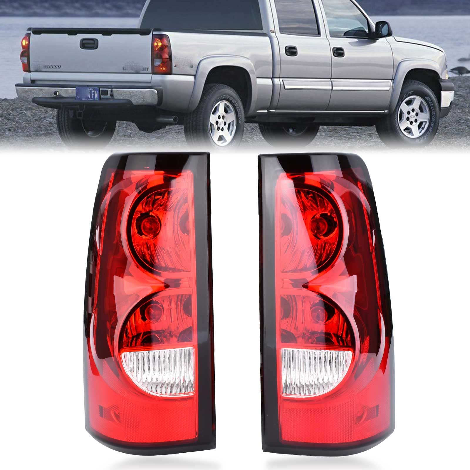 Nakuuly Tail Lights Rear Lamp Compatible With 2003-2006 Chevy Silverado 1500 2500 3500 1500HD 2500HD 2007 Classic Driver and pas