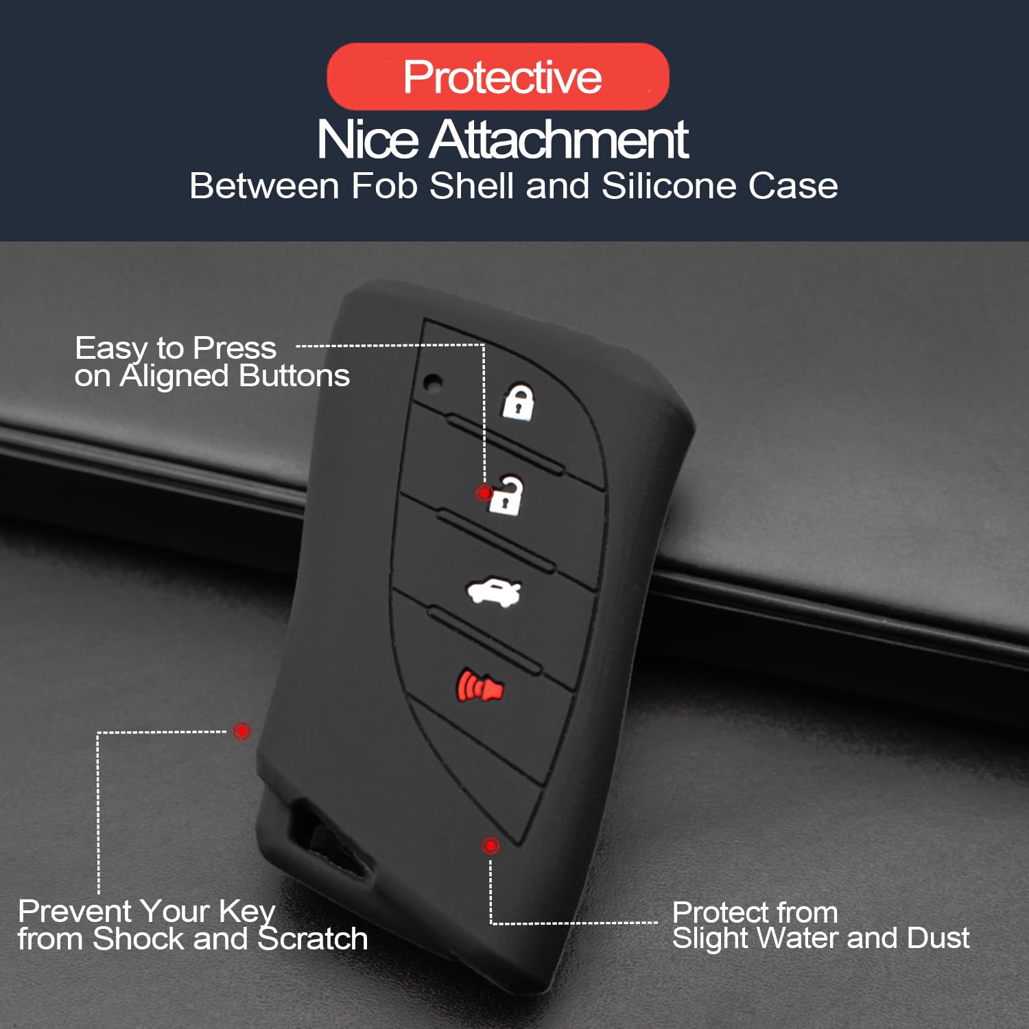 Infipar 2Pcs Compatible With Lexus Es250 Es300H Es350 Nx250 Nx350 Nx350H Nx450H+ Lx600 Rx350H Tx350 Gx550 Lc500 Ls500 Rx350 Rx450H+ Rx500H Rux250H Z450E Tx500H Tx550H+ Key Fob Cover Case Keychain