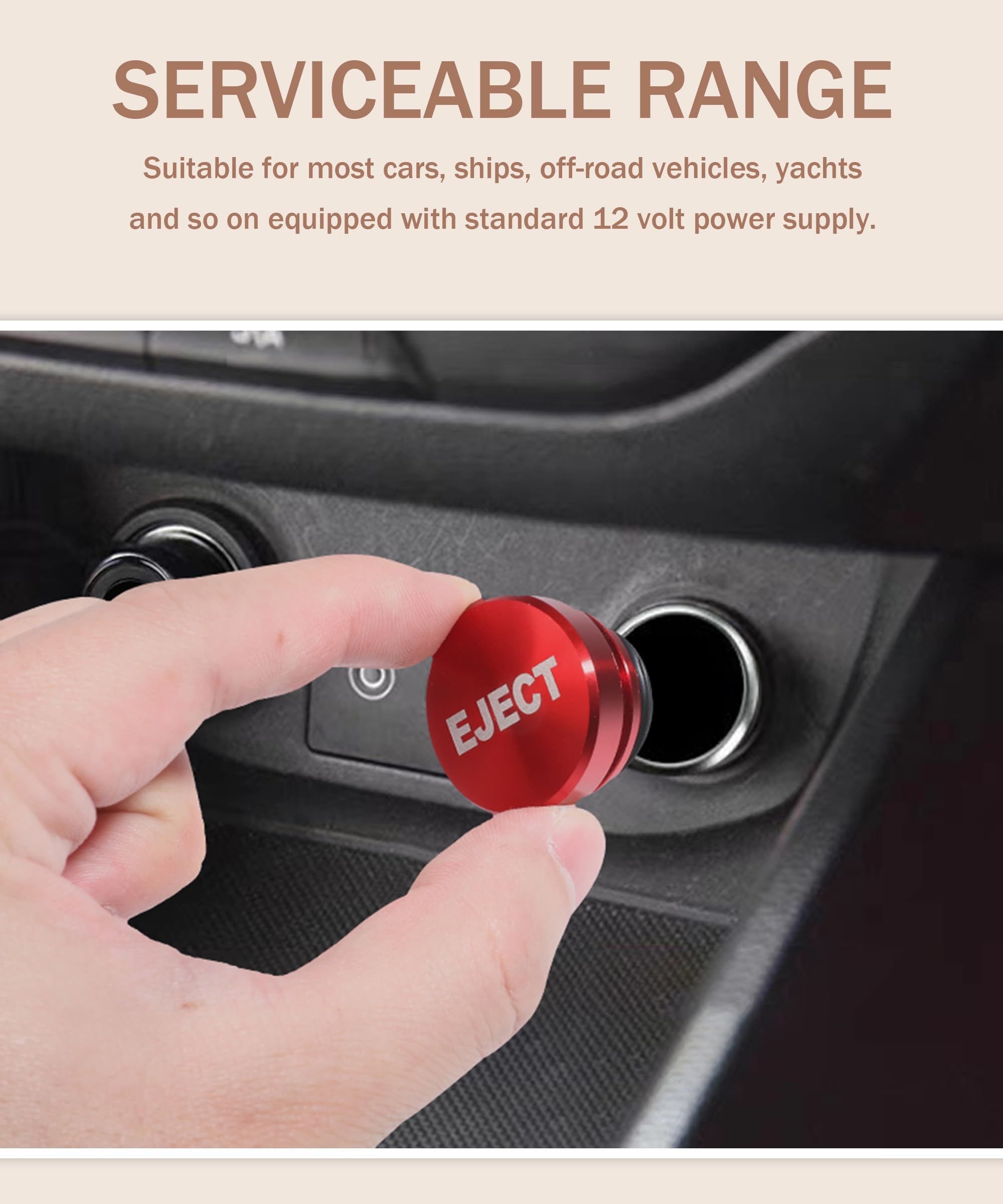 Bylikeho Cigarette Lighter Plug Cover,Aluminum Cigarette Lighter Plug Plug,Car Accessories Button Decorations Plug,Fits Most Automotive Vehicles Boats With Standard 12 Volt Power Source (Red/Eject)