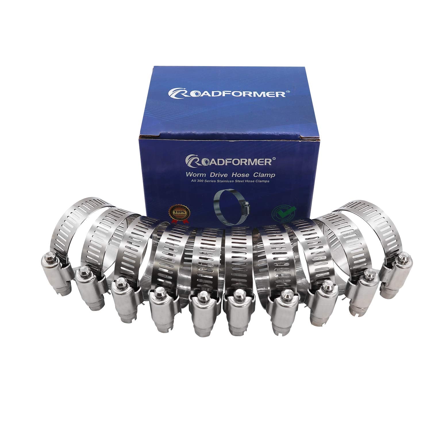 Roadformer 1.5'' Worm Gear Hose Clamp - Sae 24 Size, Full Stainless Steel With 1/2'' Band Width, Working Range 27Mm - 51Mm Hose