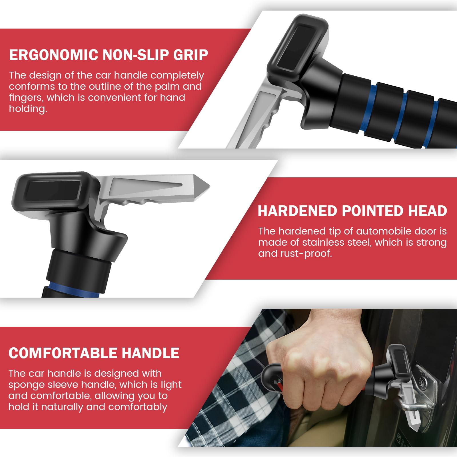 Car Door Assist Handle, Multifunction Car Handle Assist, Vehicle Support Handles Seatbelt Cutter Window Breaker Portable Automot