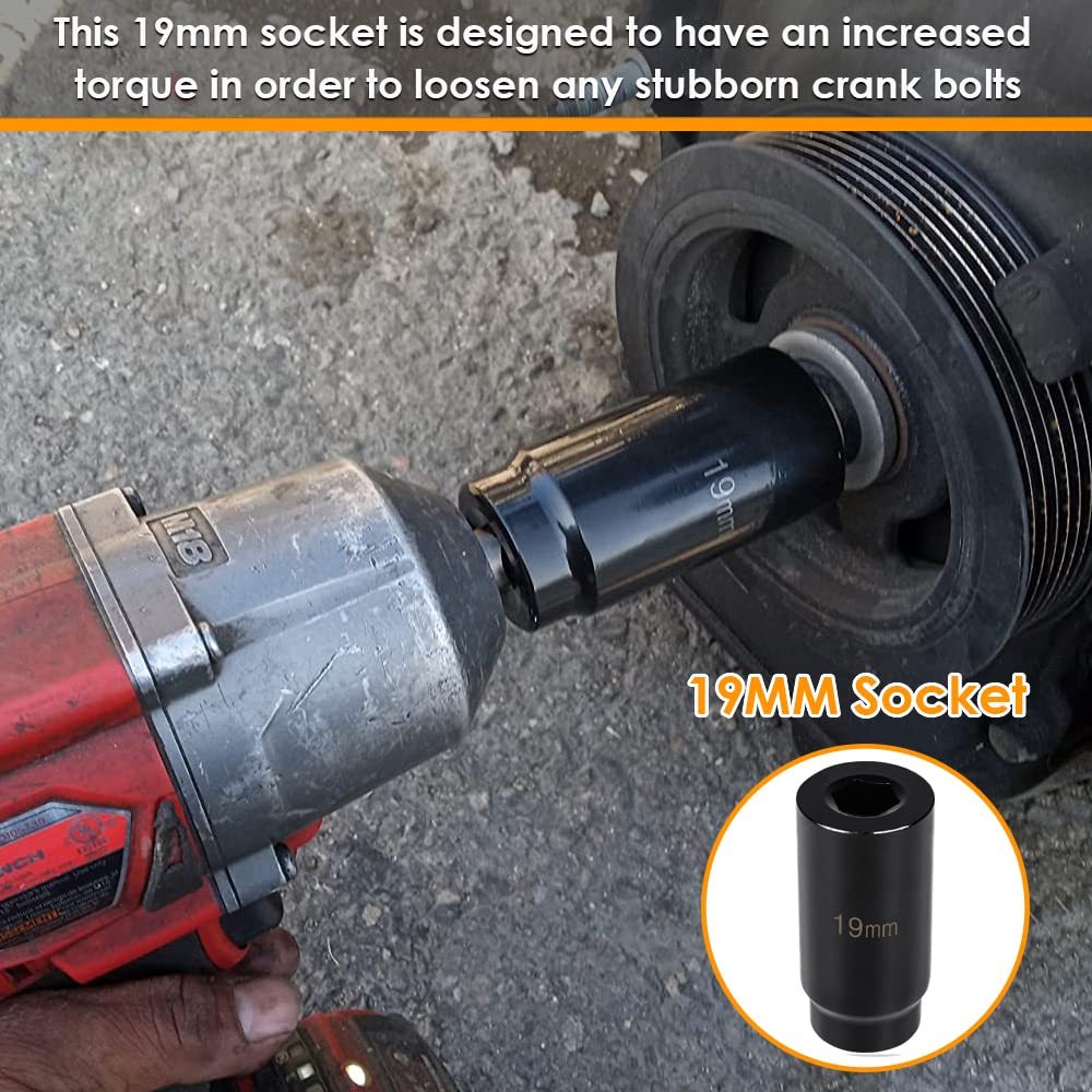 Yoursme 19mm Harmonic Balancer Socket Tool - Alloy Steel Crank Bolt Socket for Honda Engines