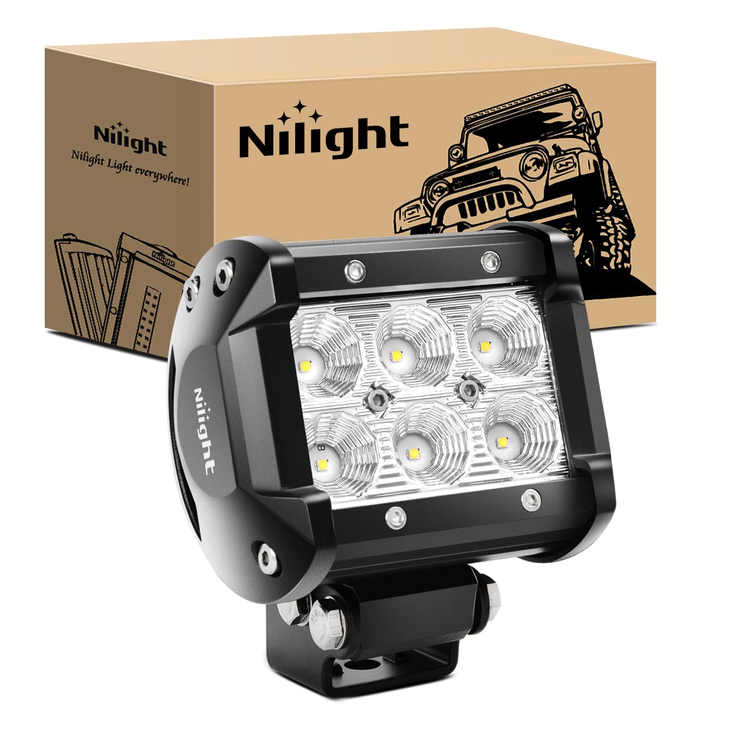 Nilight Led Pods 18W 1260Lm Flood Off Road Driving Fog Light Bar Work Lighting For Truck Tractor Pickup Boat Suv Atv Utv 4Wd Car