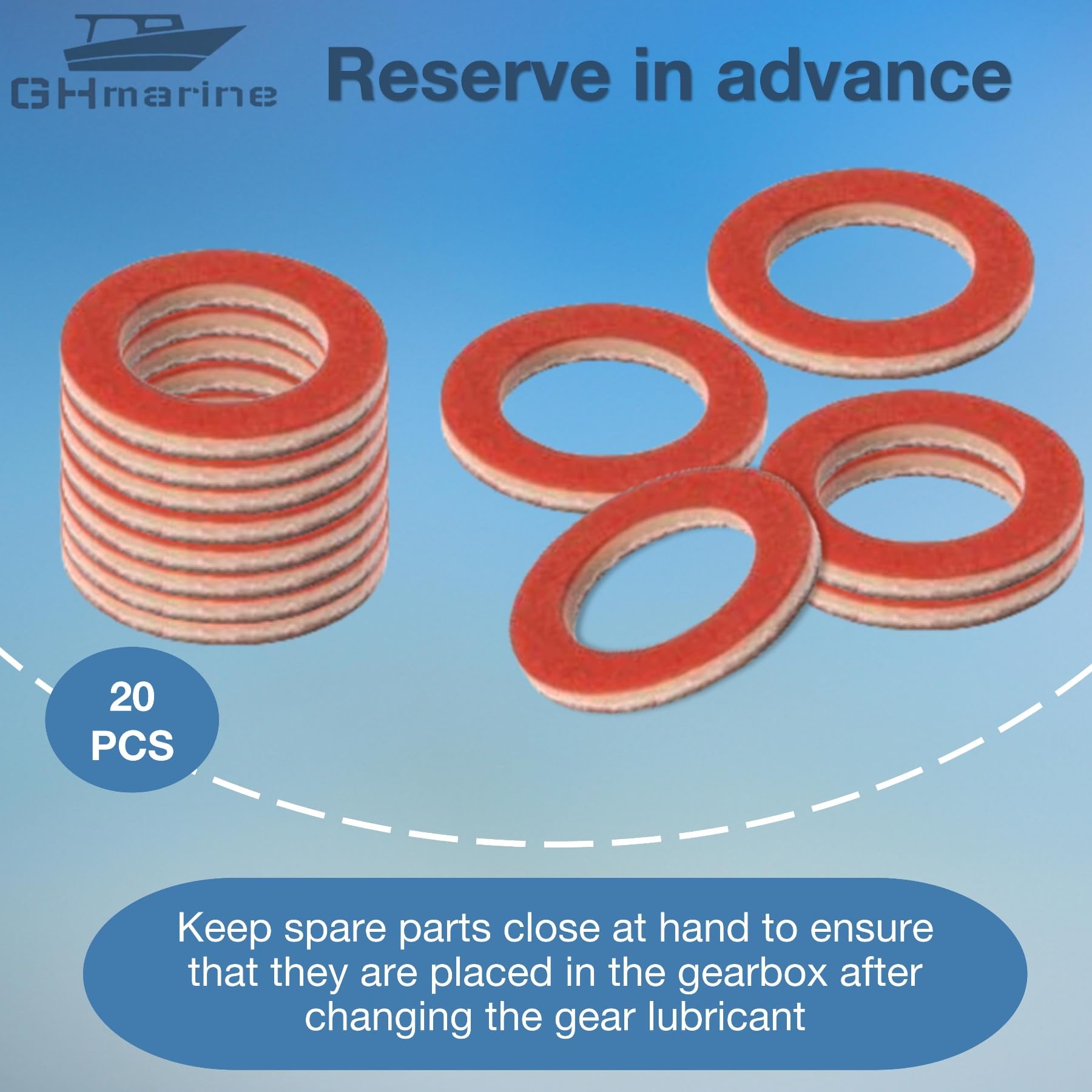 Ghmarine 20 Packs 90430-08020 Lower Unit Oil Drain Gaskets For Yamaha 4 Stroke Outboard Motors Gear Case Seals 90430-08003
