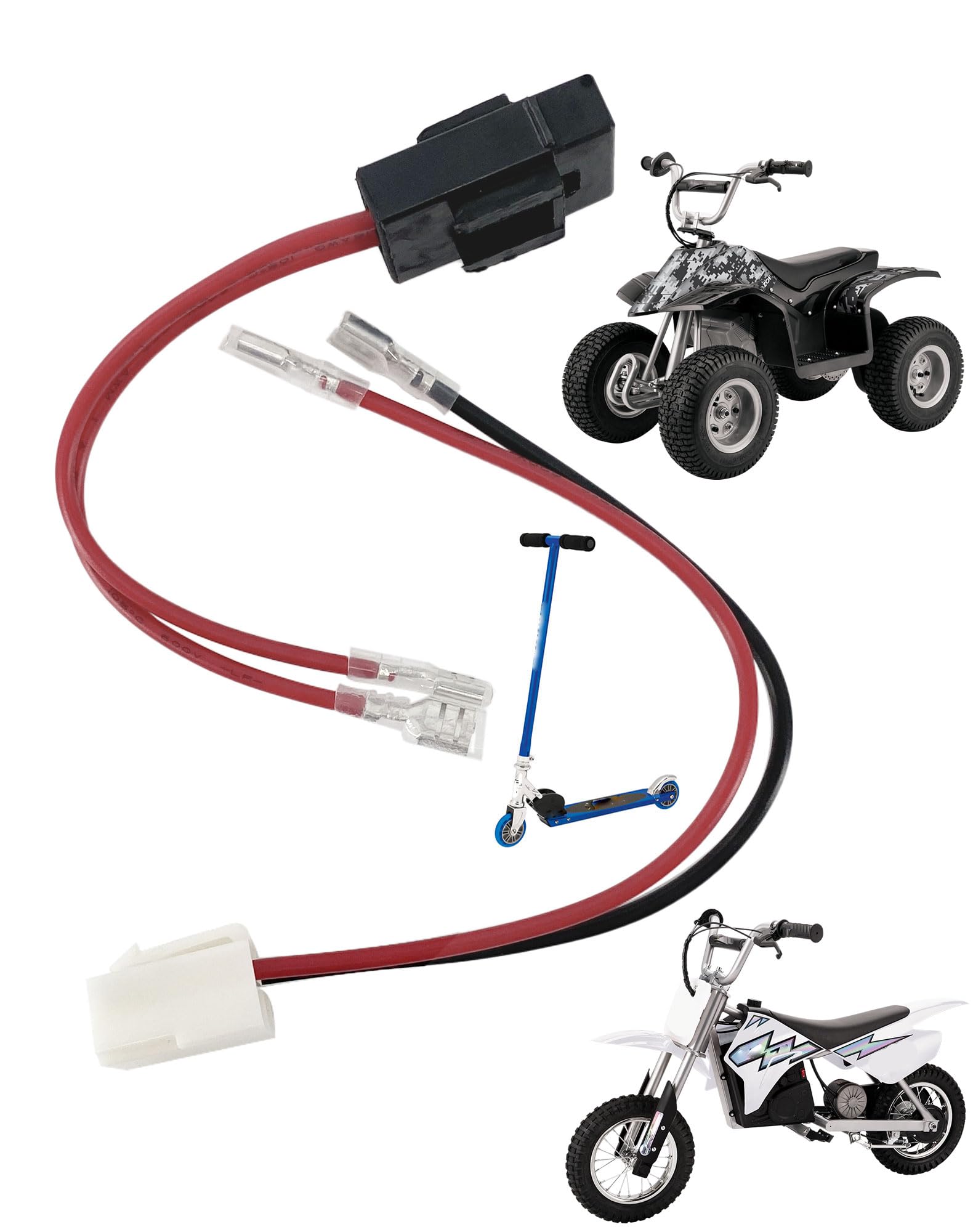4-Pin 2-Wire Battery Wiring Harness Fit For Razor Pr200 Mx350 Mx400 Battery Wire Harness Pocket Mod Pocket Rocket Pr200 1Pack Harness Kit 30 A In-Line 4 Holes Plug