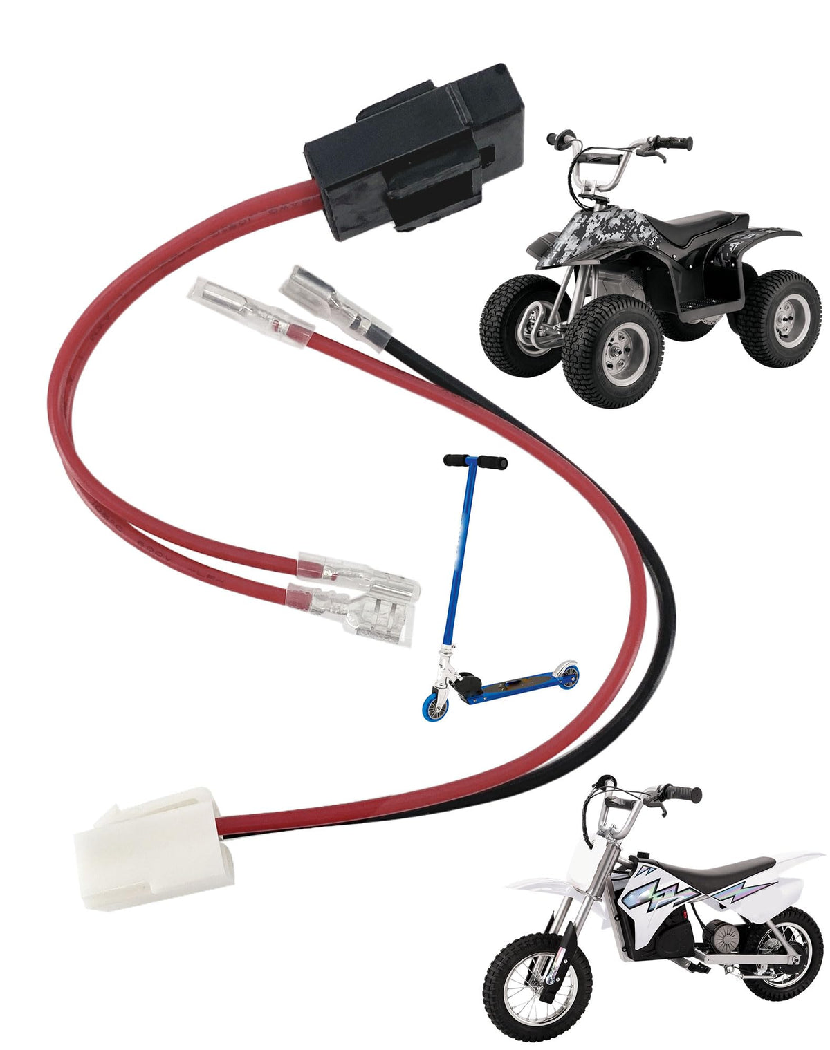 4-Pin 2-Wire Battery Wiring Harness Fit for Razor PR200 MX350 MX400 Battery Wire Harness Pocket Mod Pocket Rocket PR200 1Pack Ha