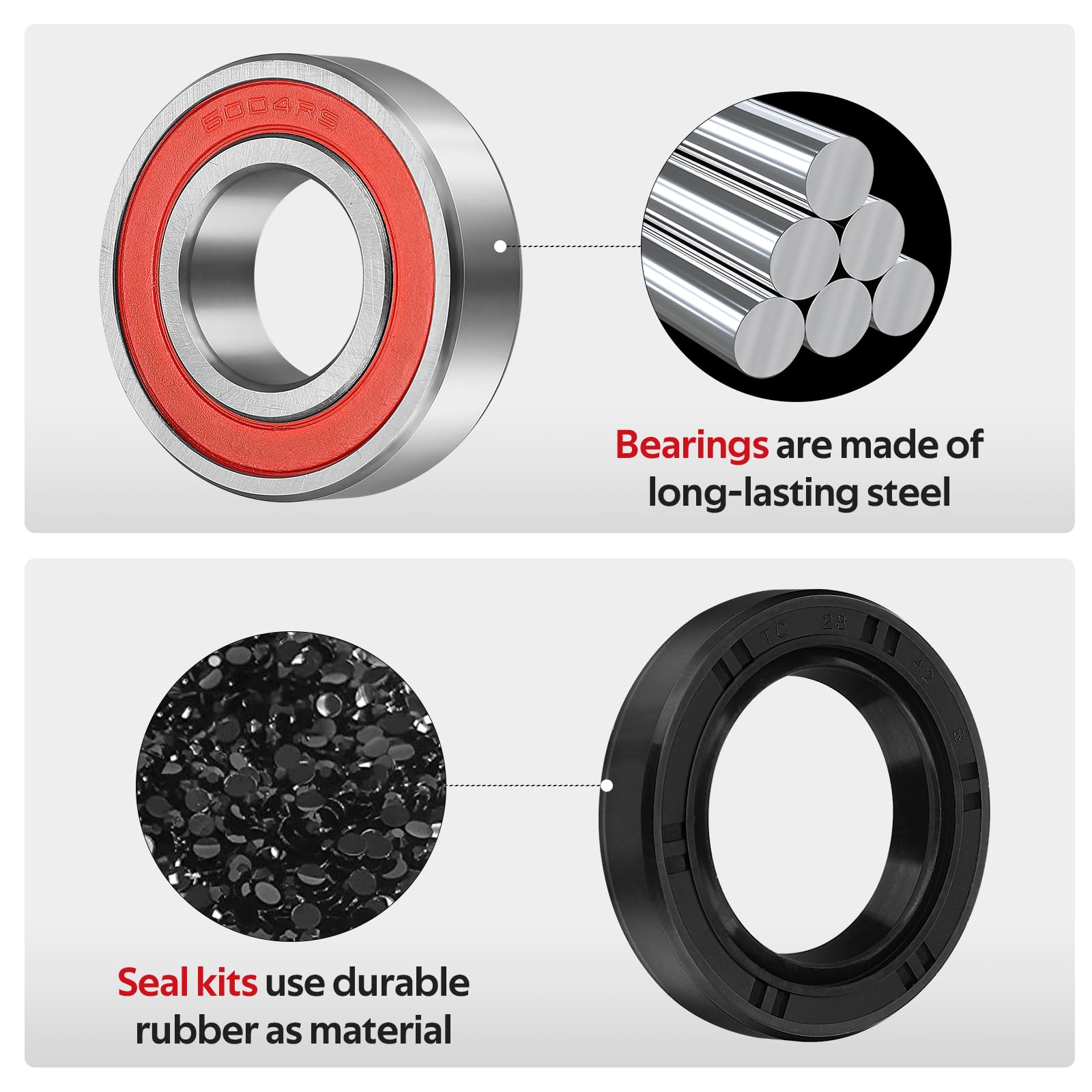 Front Wheel Hub Bearings Seals For Honda Recon 250 Trx250 1997-2022 Rancher 350 2X4 2000-2006 Trx200 1990-1997, Oem# 91053-Hc4-0