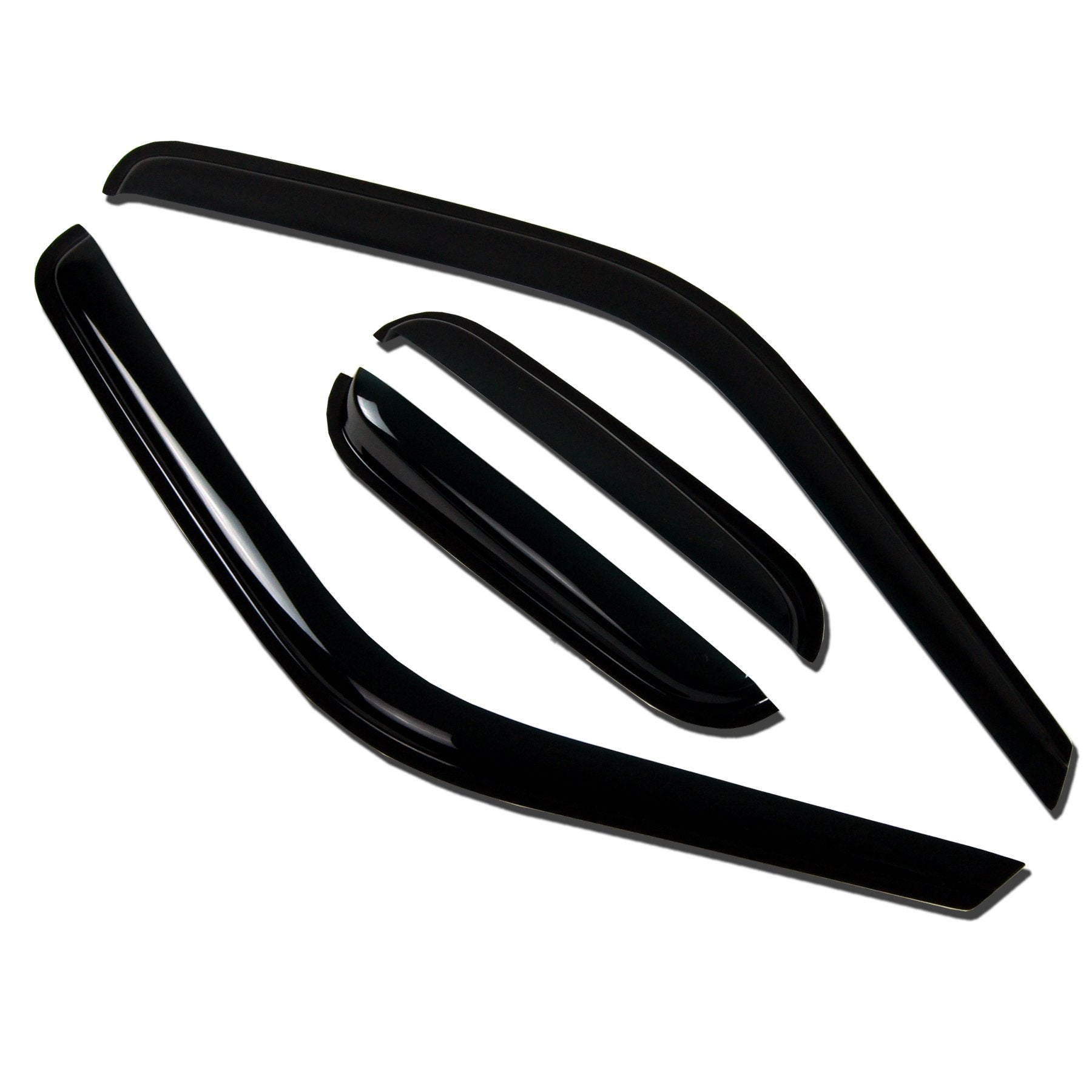 TuningPros WV-403 Window Visor Deflector Rain Guard Dark Smoke 4-pc Set