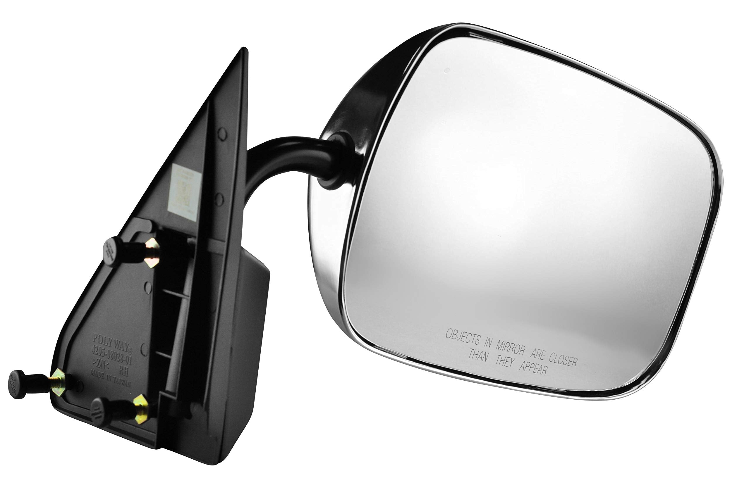 Dependable Direct Passenger Side Chrome Mirror for 88-00 C/K 1500 Chevy GMC Truck Suburban Manual Folding - Parts Link Number GM