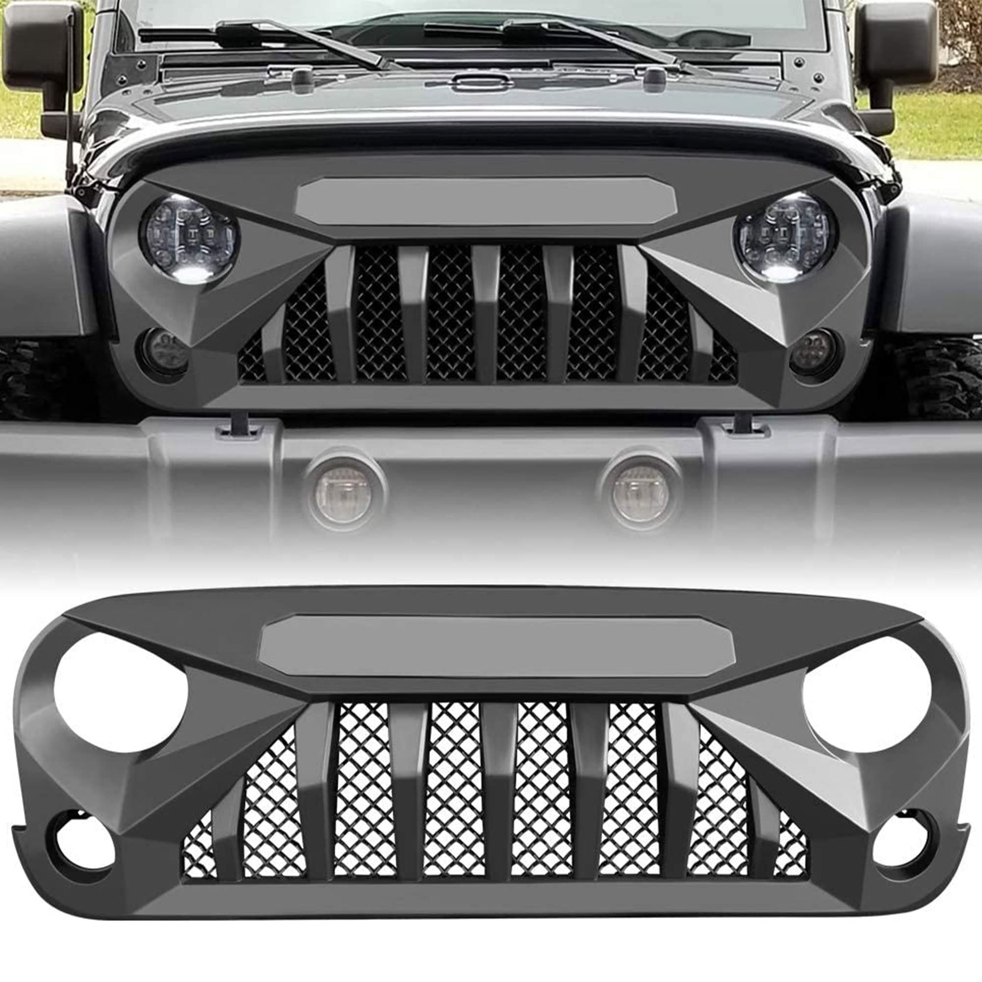 American Modified Gladiator Vader Easy Installation Front Grille Cover Compatible With Jeep Wrangler 2007 To 2018, Jk/Jku, Rubic