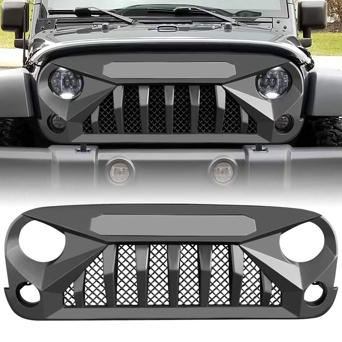 American Modified Gladiator Vader Easy Installation Front Grille Cover Compatible With Jeep Wrangler 2007 To 2018, Jk/Jku, Rubic