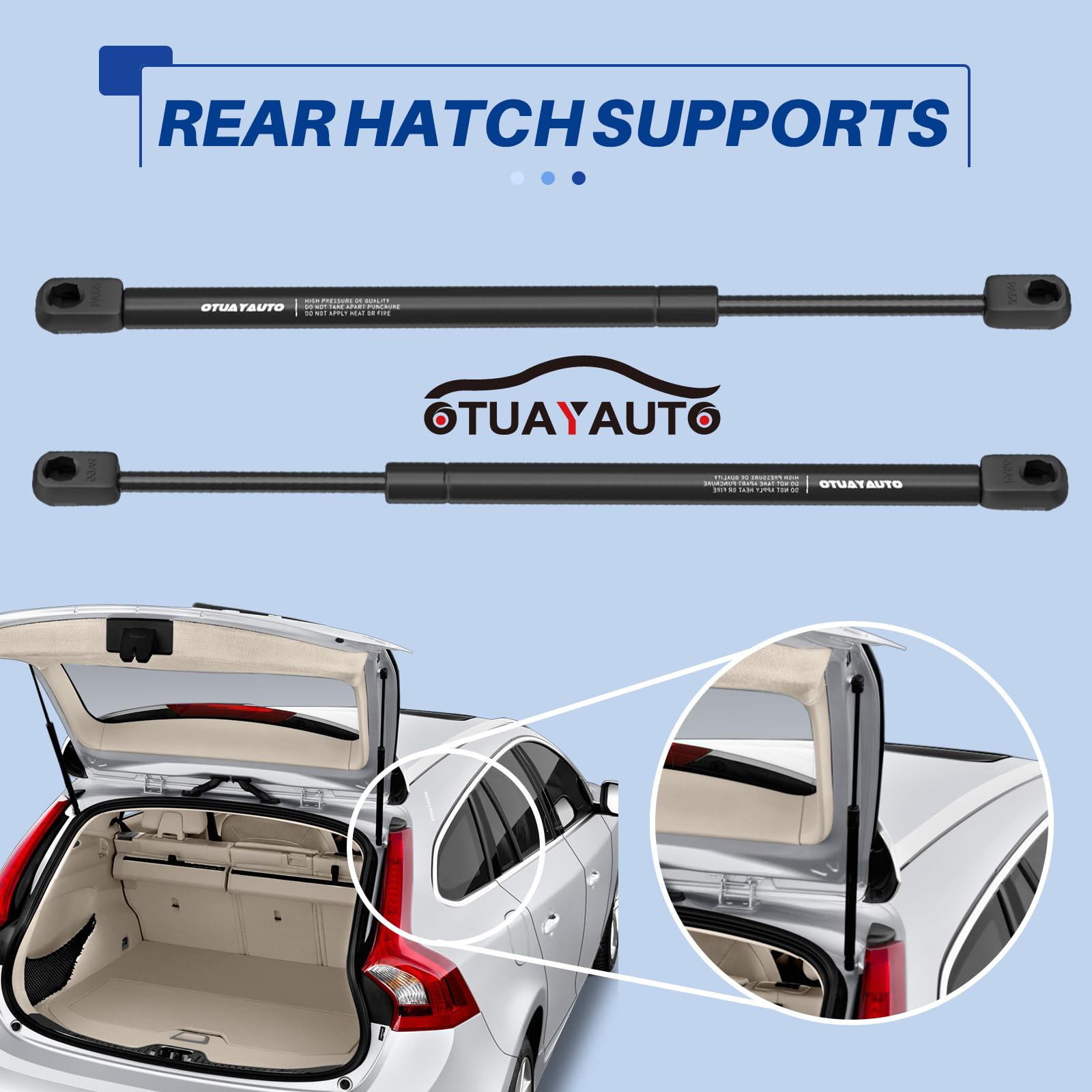 Otuayauto Rear Hatch Struts - Replacement For 2008-2016 Chrysler Town & Country, 2008-2017 Dodge Grand Caravan, 2012-2015 Ram C/