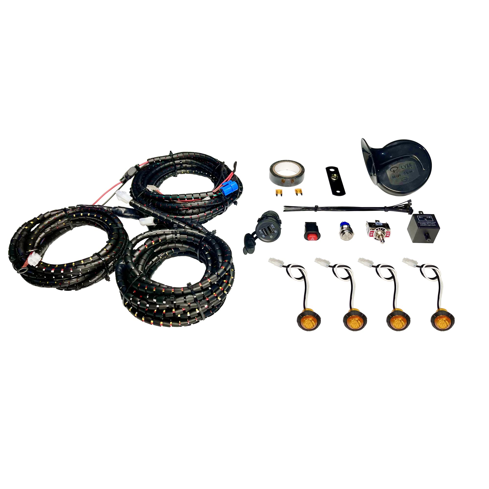 Universal ATV/UTV Turn Signal Kit, Led Street Legal Kit with Horn, USB Charge and E-Stop Switch, Compatible with Polaris RZR, Ho