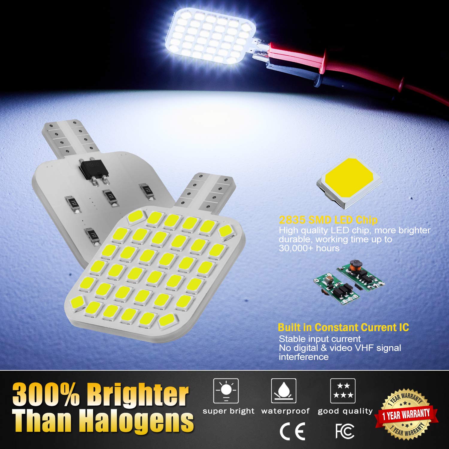 Brishine 20Pcs 921 Interior Led Light Bulbs For Rv, Super Bright 36-Smd Cool White T10 922 912 194 Led Bulbs Replacement For Camper Trailer Motorhome Marine Boat Indoor Ceiling Dome Lights(12V Dc)