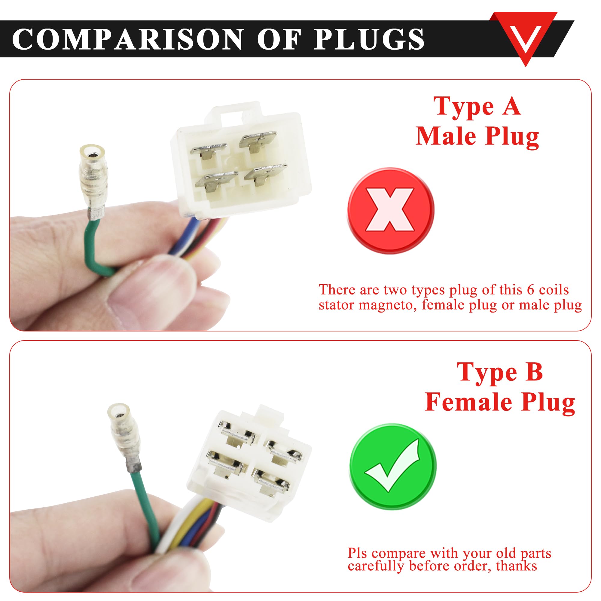Atv Quad Go Kart Magneto Stator, Pro Bat, Magneto Stater 6 Coils 5 Wires For 50Cc 70Cc 90Cc 110Cc 125Cc Atv Dirt Bike Go Kart Mini-Choppers Motorcycle