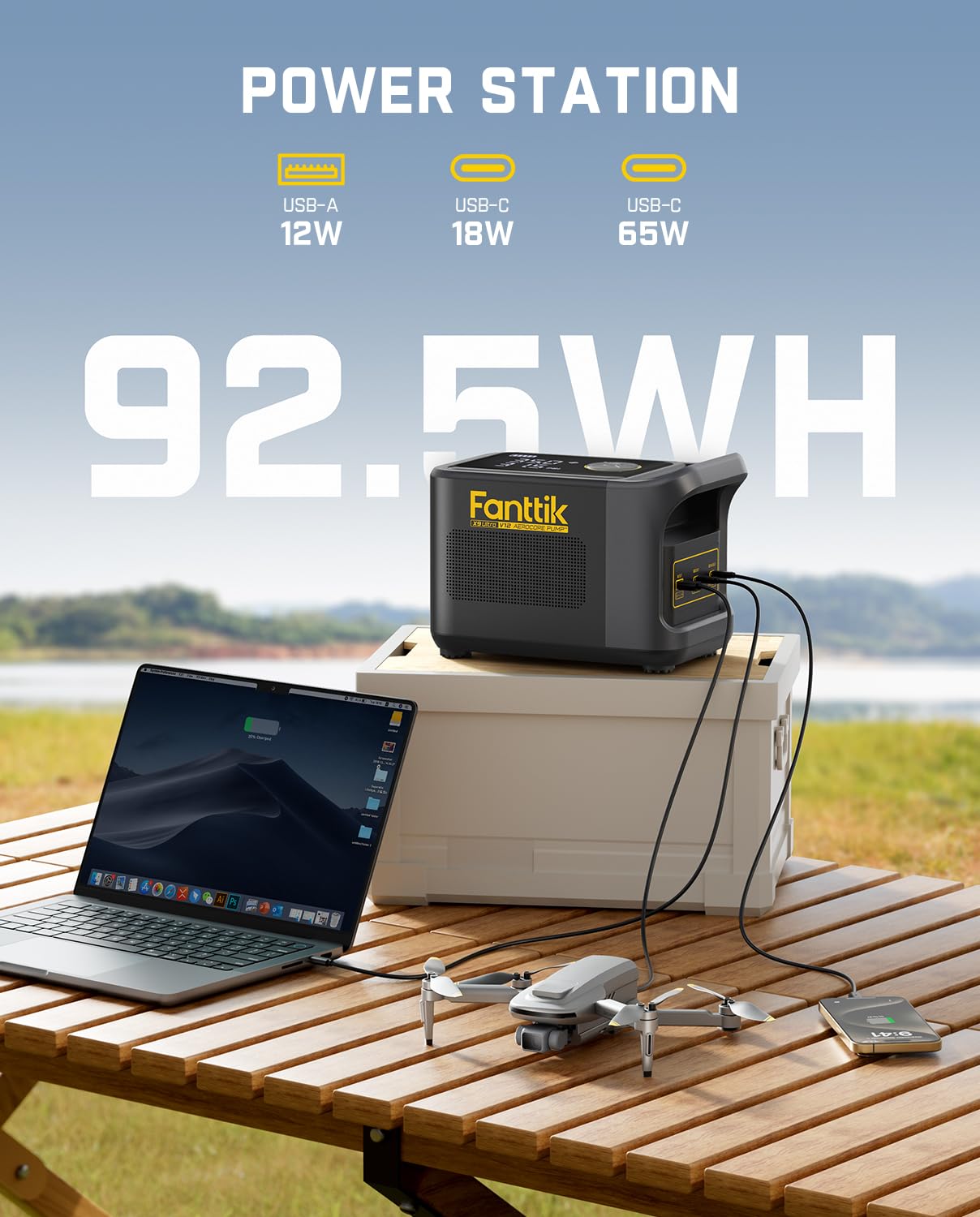 Fanttik X9 Ultra Portable Tire Inflator For Pickup Truck, Rv | 3-In-1 Air Pump, Power Station, Flashlight | 6X Faster Inflator W