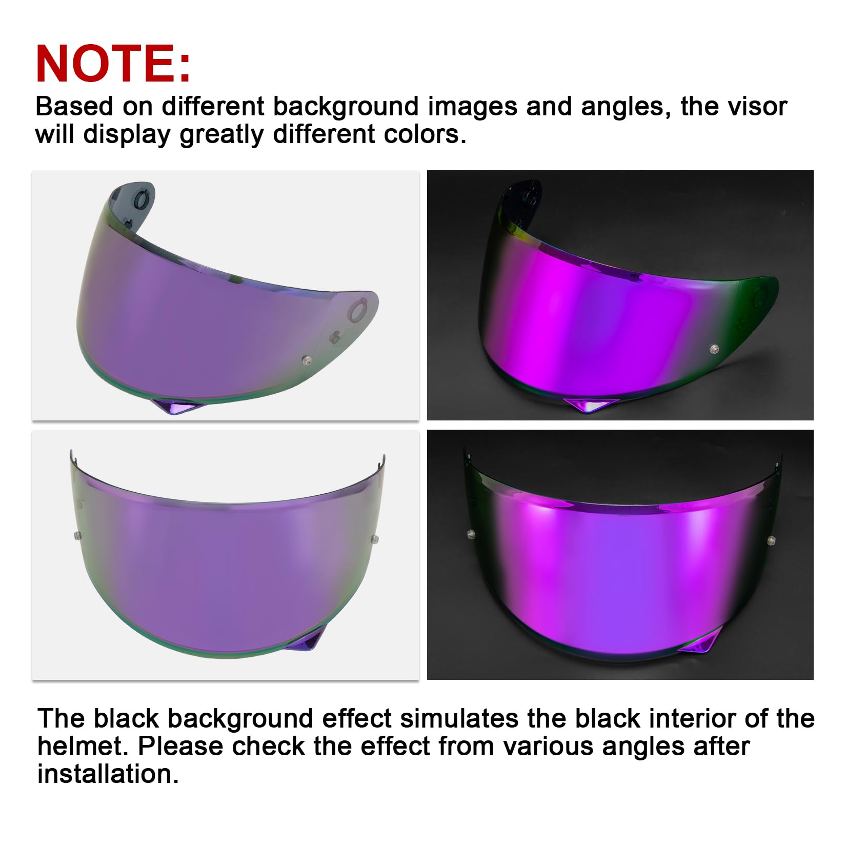 PSLER HJ-34P Visor - HJ-34P Visor Tinted C10 Helmet Visor Pinlock-Ready Face Shield for HJ-34P C10,Deep Purple