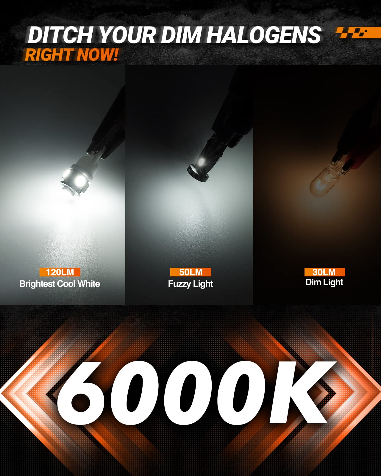 Sealight 194 Led Bulbs, 168 W5W 2825 Led Bulb 6000K White Super Bright Replacement For License Plate Light, Dome Light, Map Ligh