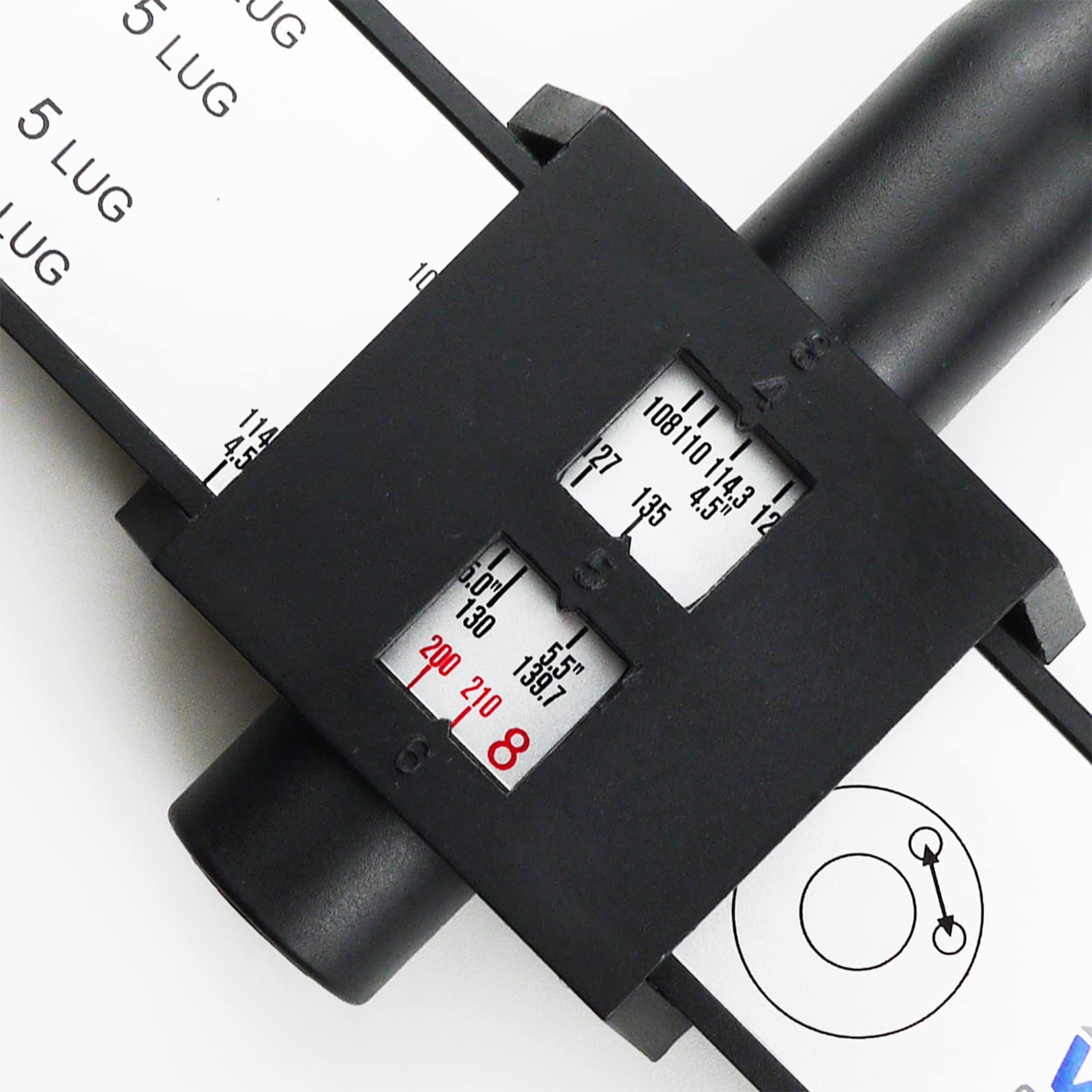Wheel Connect Pcd Gauge,Wheel/Rim Bolt Pattern Measuring Tool, Pcd Ruler, Sliding Caliper For 4 5 6 8 Holes