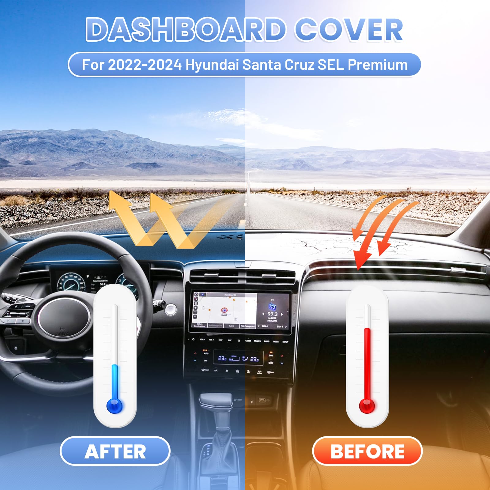 Sunsdrew Dash Cover For 2022 2023 2024 Hyundai Santa Cruz Dashboard Cover Mat For Santa Cruz Accessories Suede Dash Mat Santa Cr