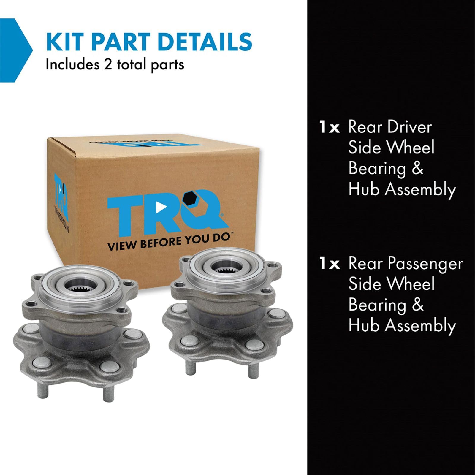 Trq Rear Wheel Hub Bearings Assembly Set Driver & Passenger Side Compatible With 2003-2008 Infiniti Fx35