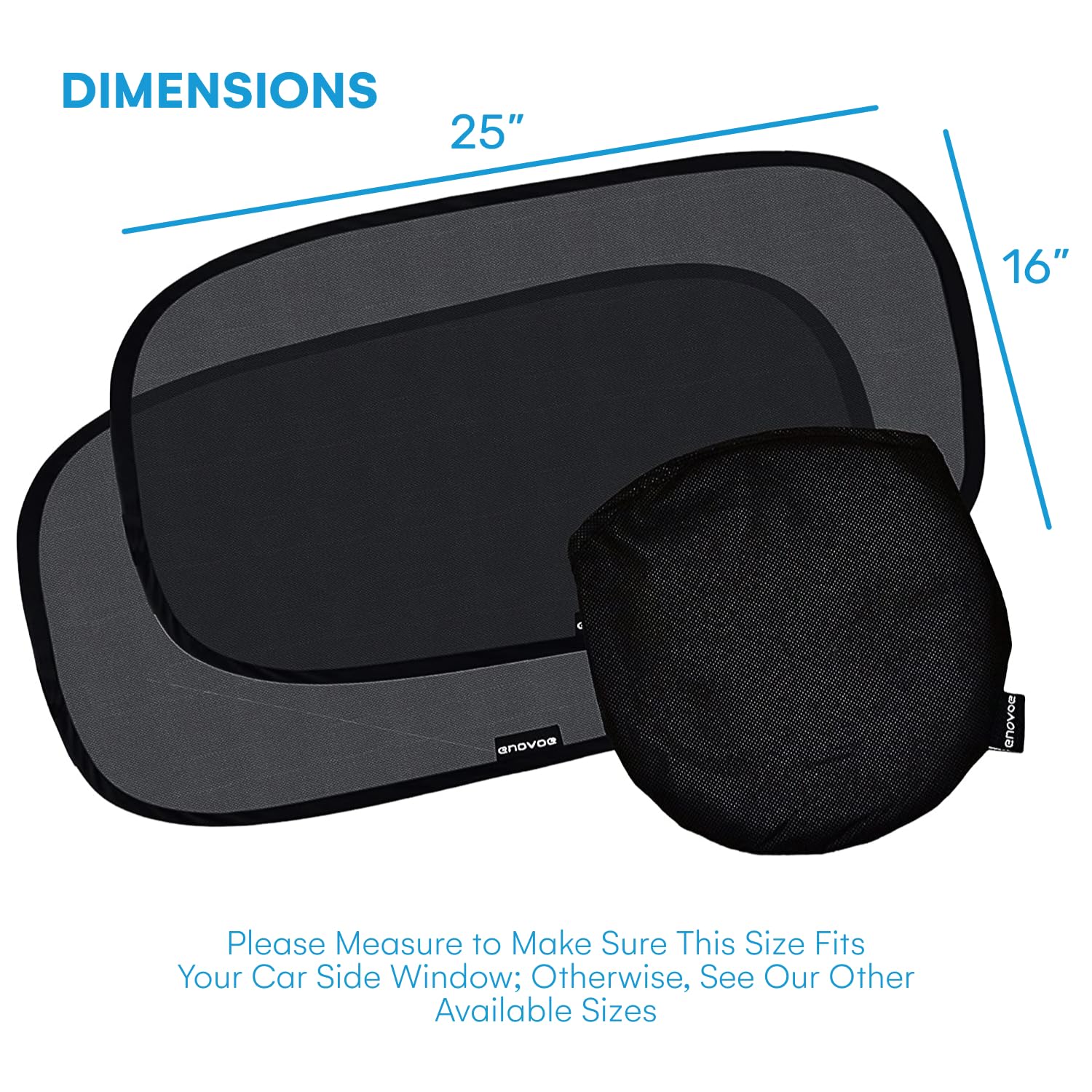 Enovoe Car Window Shade for Baby - (2 Pack) UV Protection Breathable Mesh Baby Window Covers - Sun Shade Blocker, Cling Window Cover - Glare Shield and UV Rays Protection for Your Child - XL 25' x 16'