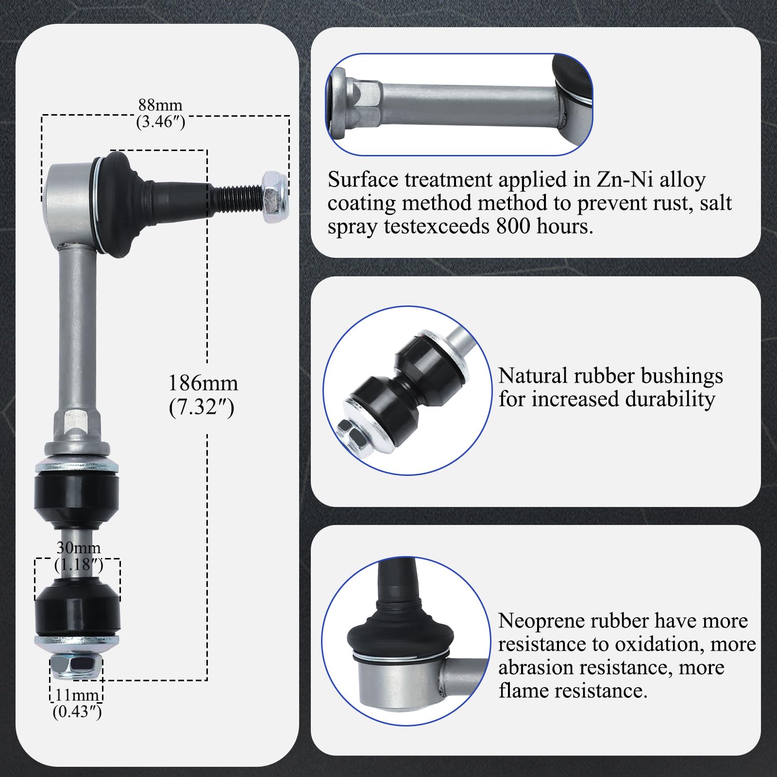 K80885 Zinc-Nickel Alloy Front Stabilizer Sway Bar End Link For 2003-2005 Dodge Ram 2500 Ram 3500 4Wd 4X4 Models Only Replaces#