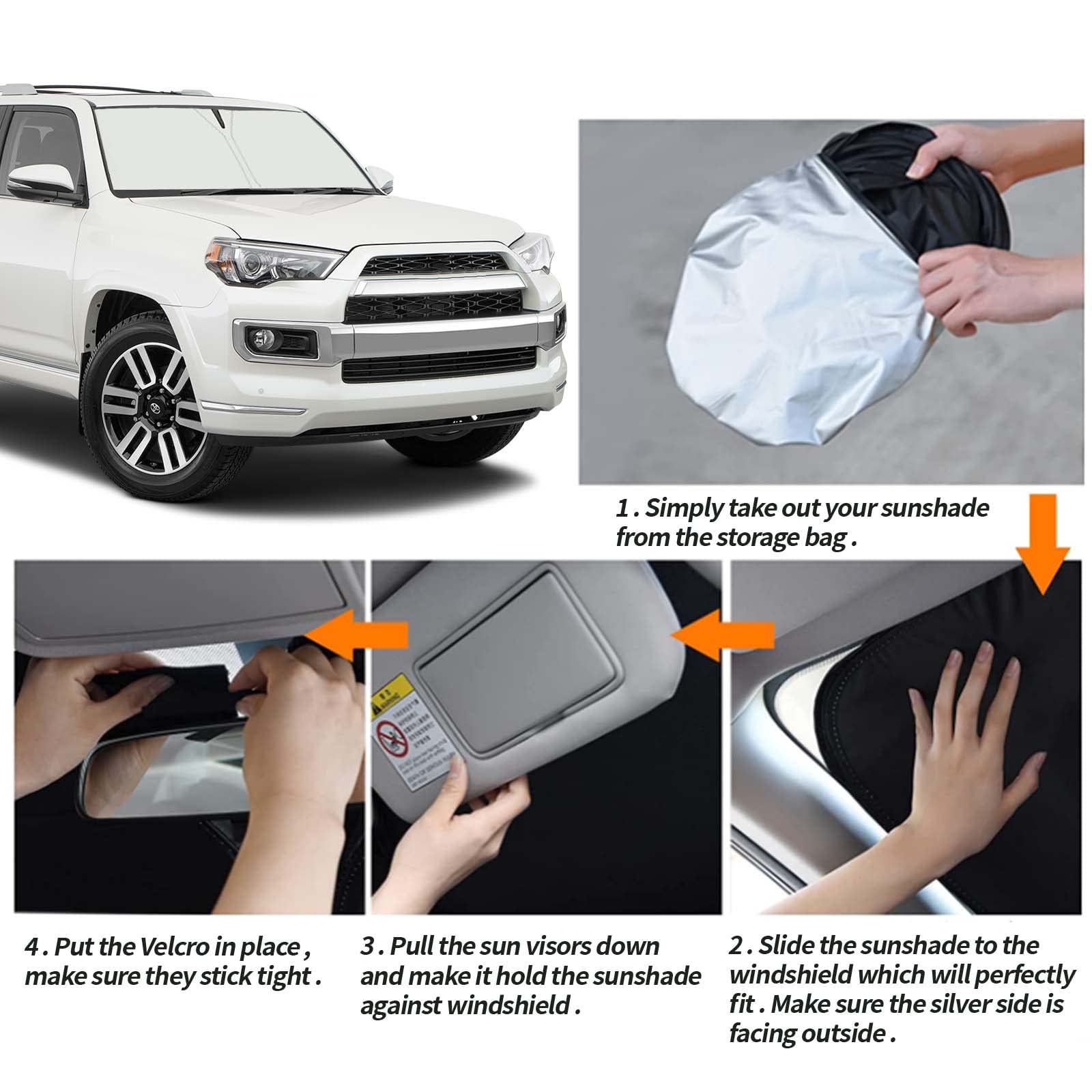 Moricere Upgrade Windshield Sun Shade For Toyota 4Runner 2017-2023, Foldable Windshield Sun Visor Blocks Uv Rays