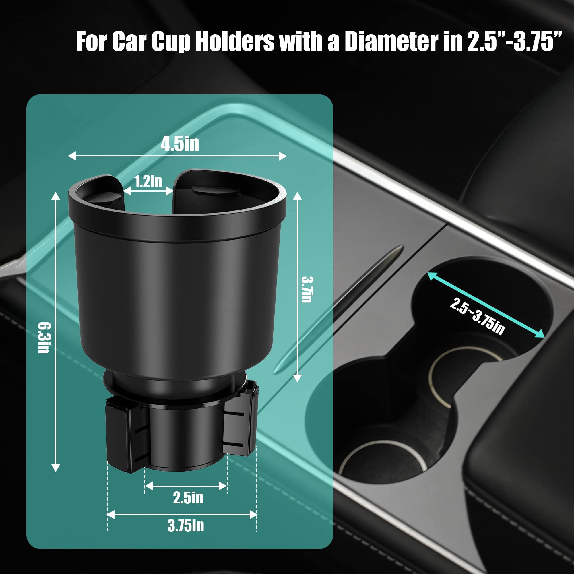 Upgraded Large Cup Holder Expander For Car With Offset Expandable Base Compatible With Yeti Mug10/14Oz Yeti Rambler 24/26/36/46Oz Hydro Flasks 32/40Oz Other Large Bottles In 3.4-4 Diameter