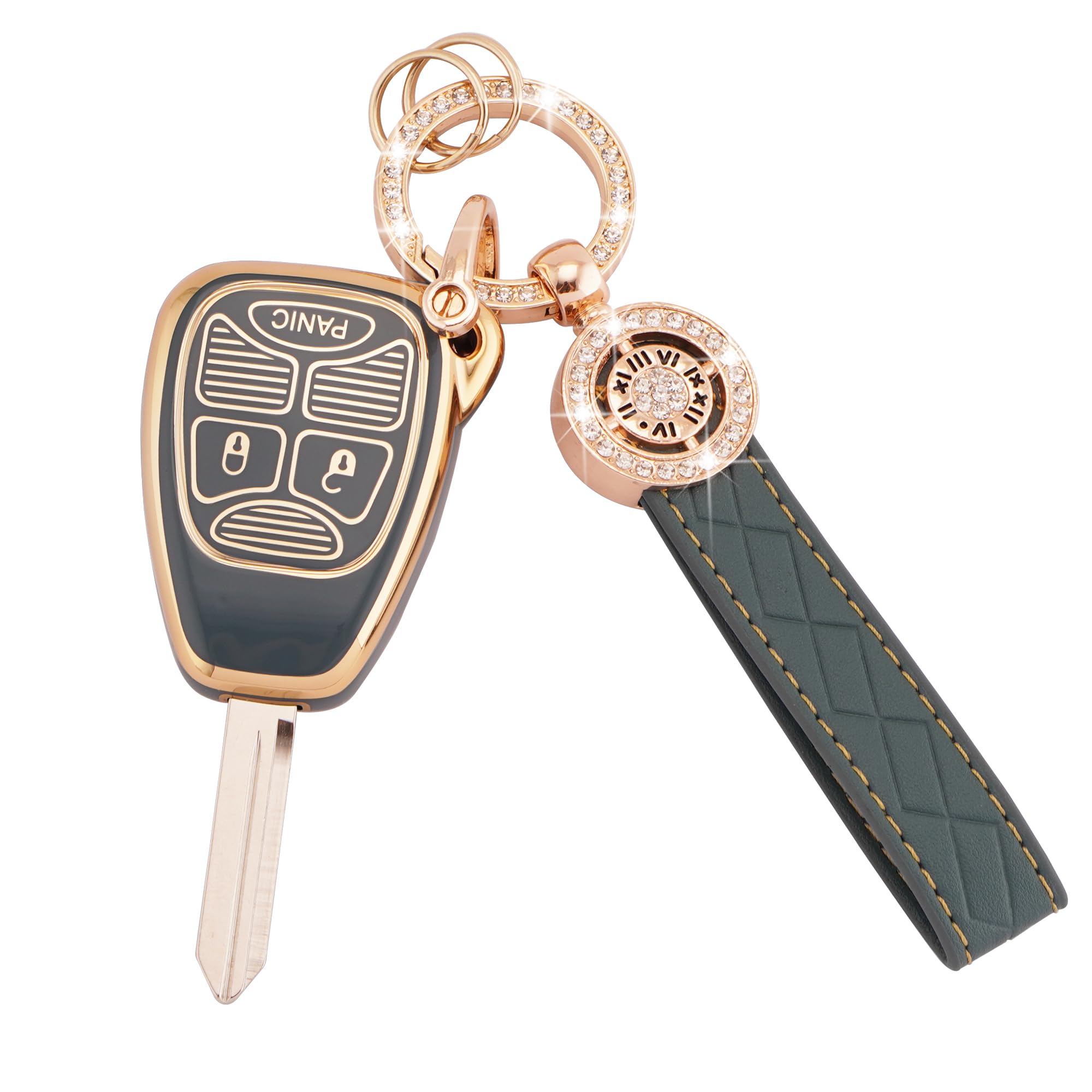 EKALA Key Fob Cover, 5 Buttons Key Shell Compatible with 2007-2018 Wrangler Compass Patriot, Dodge Ram Durango Dakota Chrysler(R