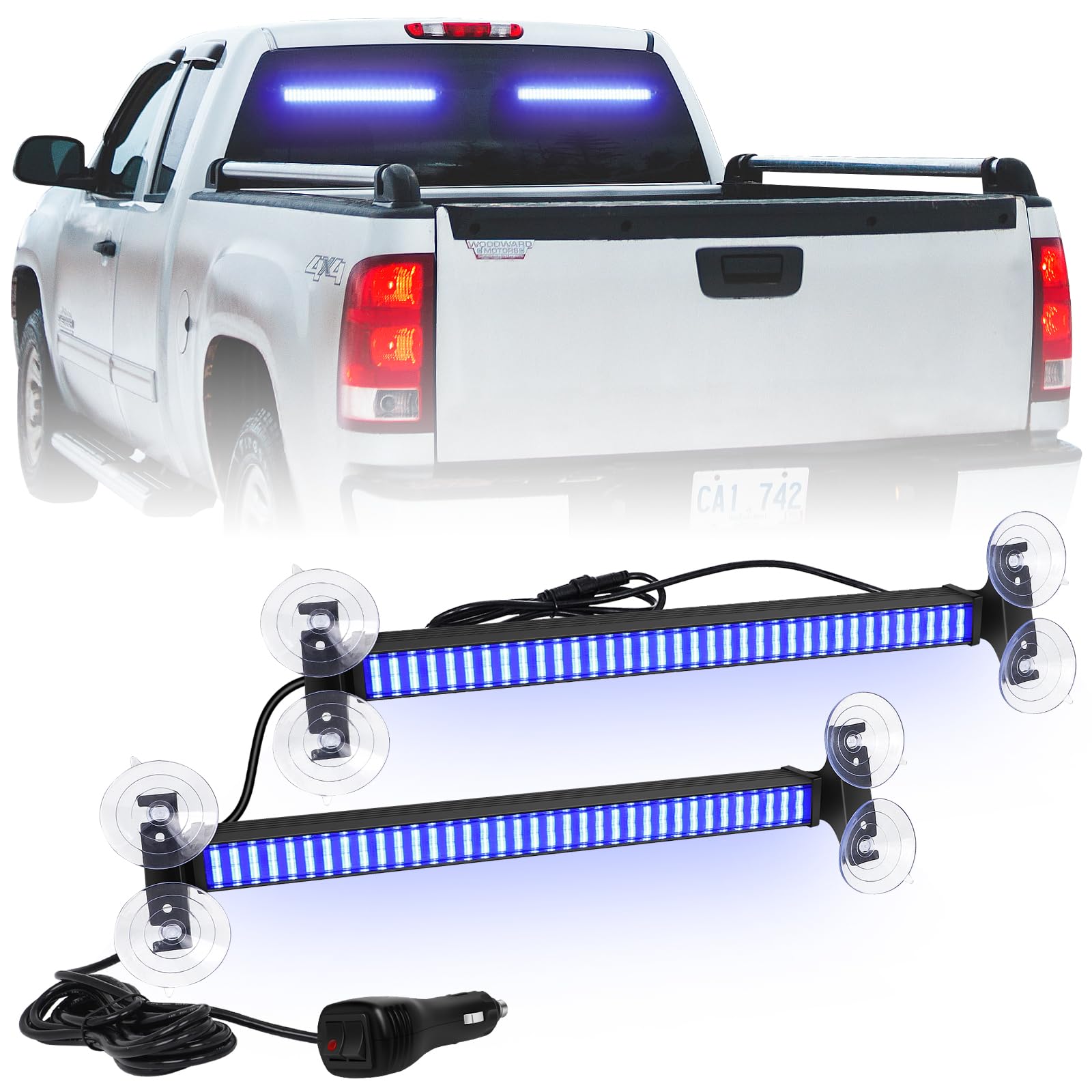 Xridonsen 2 In 1 Blue Emergency Strobe Traffic Advisor Light Bar 144 Led Warning Safety Interior Windshield Dash Lights Deck Spl