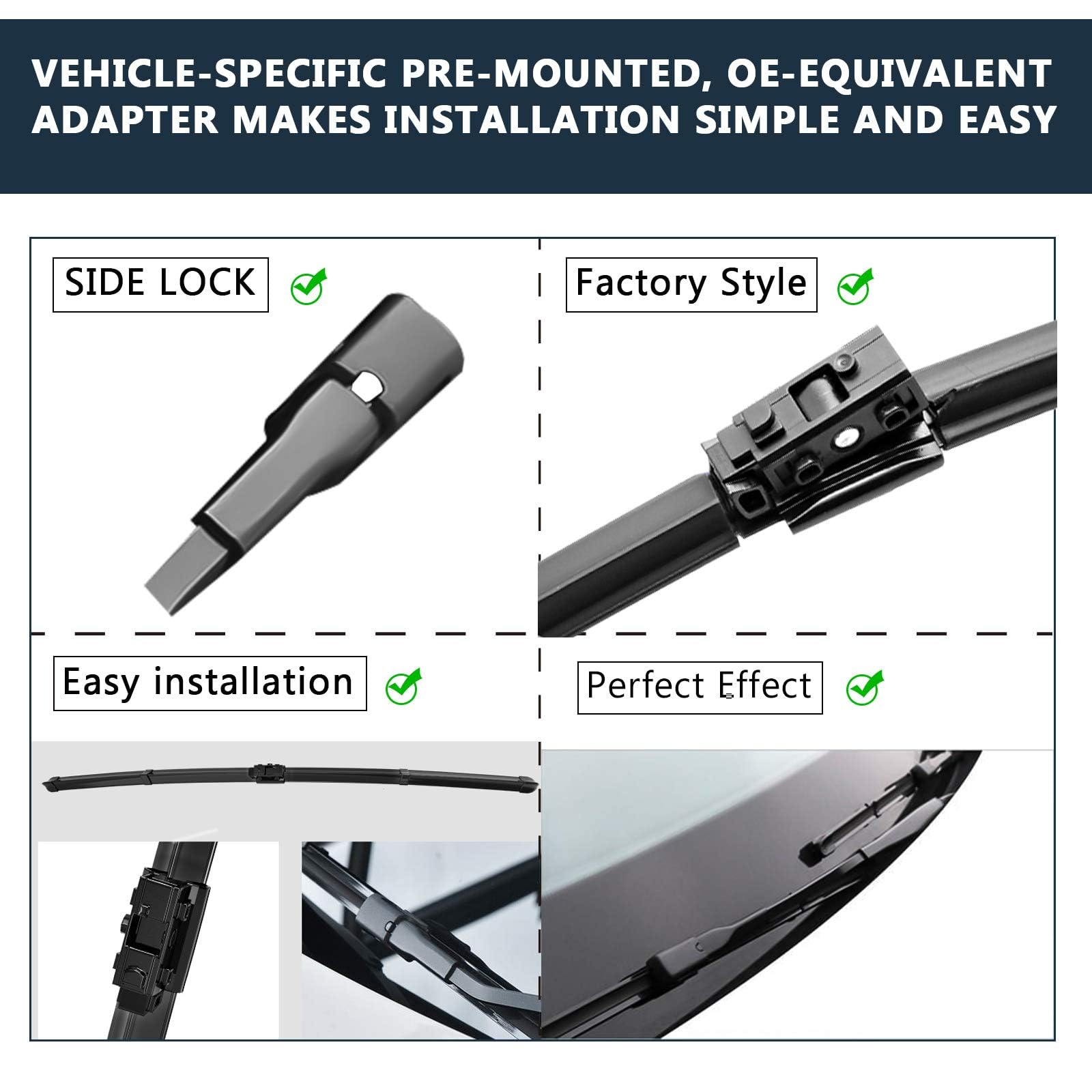 Autoboo 22''+22'' Windshield Wiper Blade Sets Replacement For Mercedes Benz C Class And Glc Class 2015-2020 W205 C205 A205 -Orig