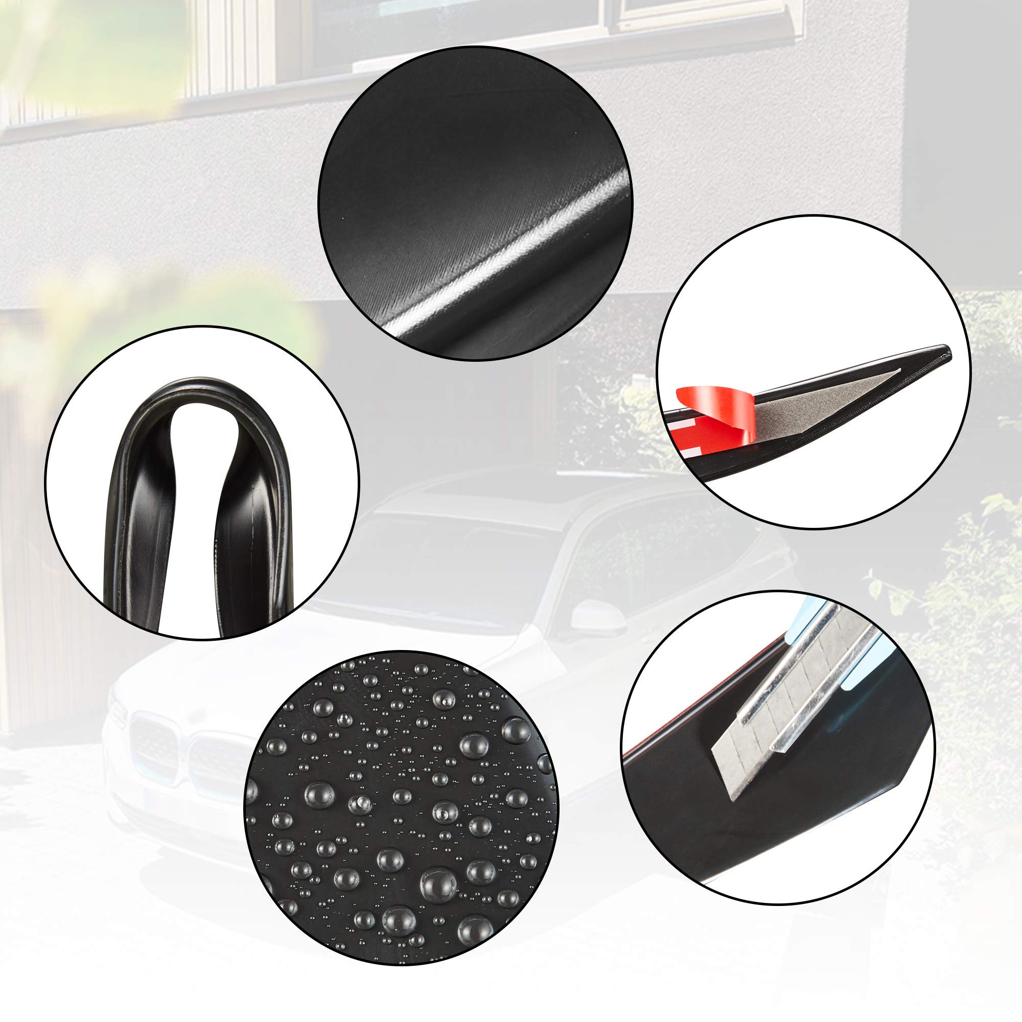 TOMALL 6Pcs Universal Car Front Bumper Lip Splitter Black Exterior Soft Rubber Fins Spoiler Canards Kit for Car Body Auto Anti-C