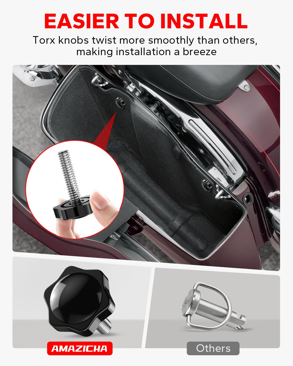 Amazicha Saddlebag Locks Theft Deterrent Saddle Bag Mounting Screw Bolt Black Fit For Harley Davidson Touring Street Glide,Electra Glide, Road Glide, Road King 1988-2024