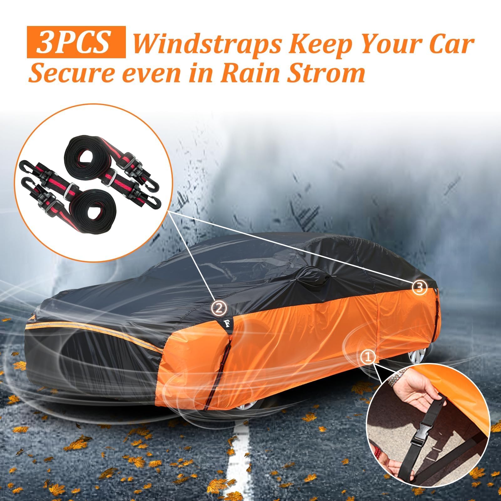 Waterproof Car Cover For Automobiles, All Weather Full Exterior Covers Fit For Toyota Camry Chevrolet Malibu Honda Accord, Unive